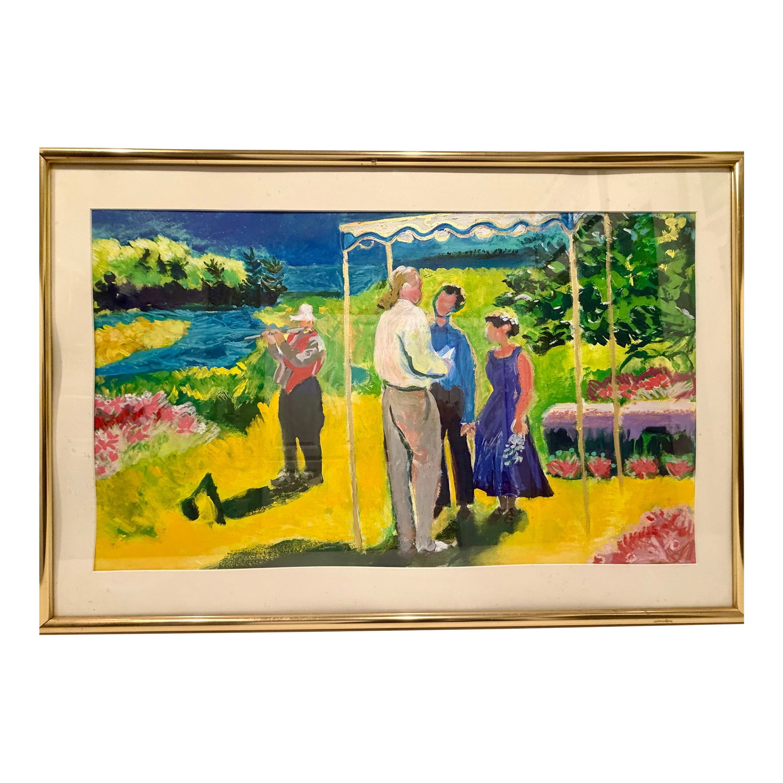 1990s Maine August Wedding Painting: The Maine artist (Mary Lavendier Myers) attended my 1994 outdoor wedding in Freeport, Maine. She was so inspired by the setting and ceremony on such a perfect August afternoon that she made a