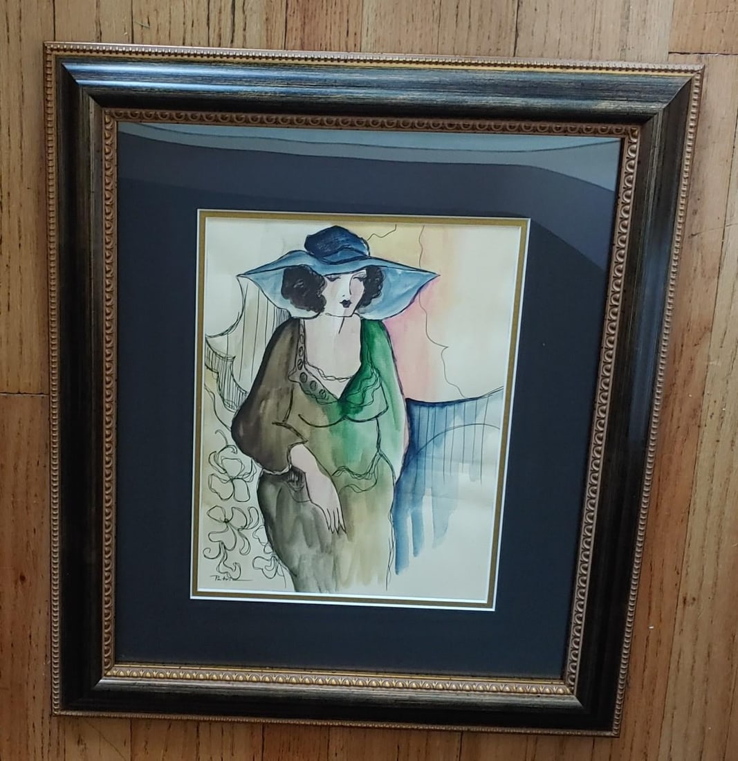 Late 20th Century Portrait Watercolor Paintings of a Lady by Patricia Govezensky, Framed - Set of 3 - 5