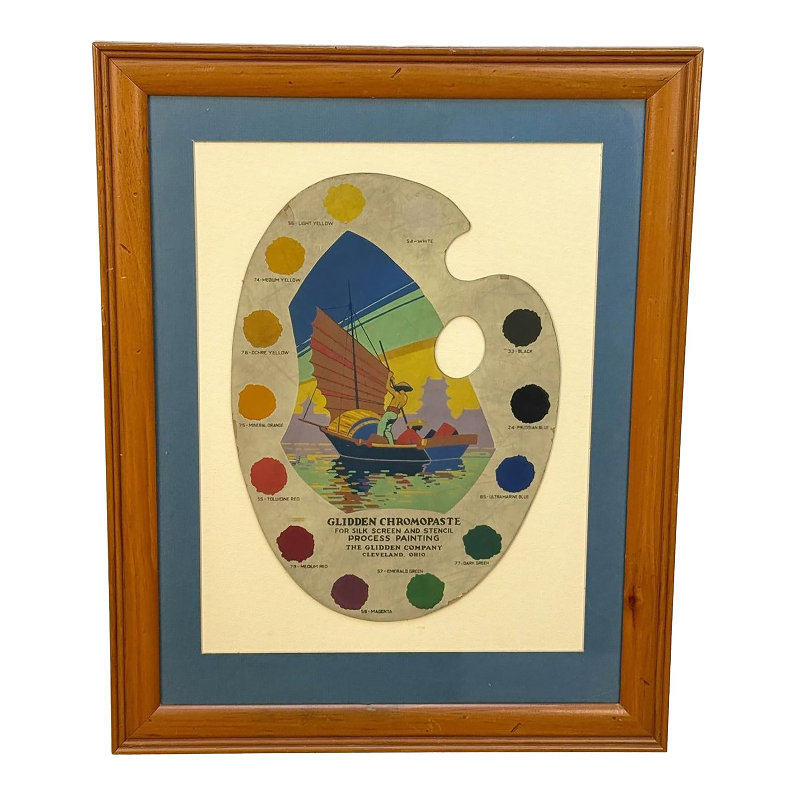 Mid-Century Glidden Paint Advertising Palette Asian Motif Framed & Matted (1 of 11)