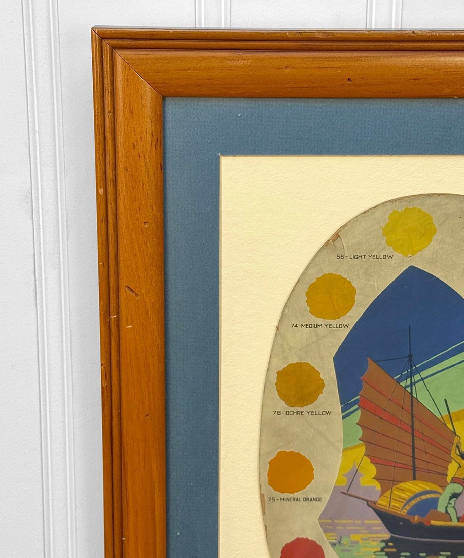 Mid-Century Glidden Paint Advertising Palette Asian Motif Framed & Matted - 6