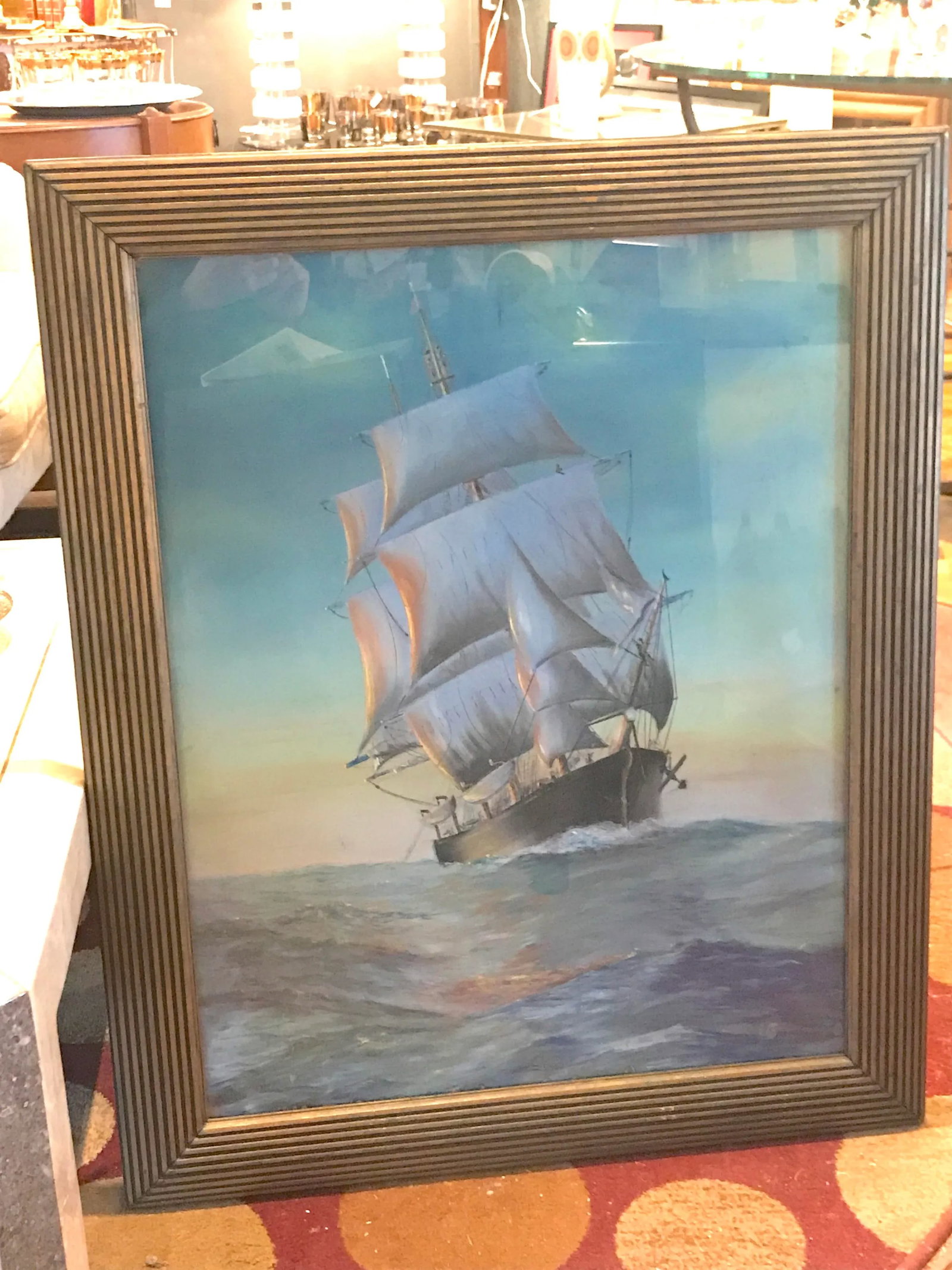 Early 20th Century Nautical Seascape Pastel Drawing, Framed - 5