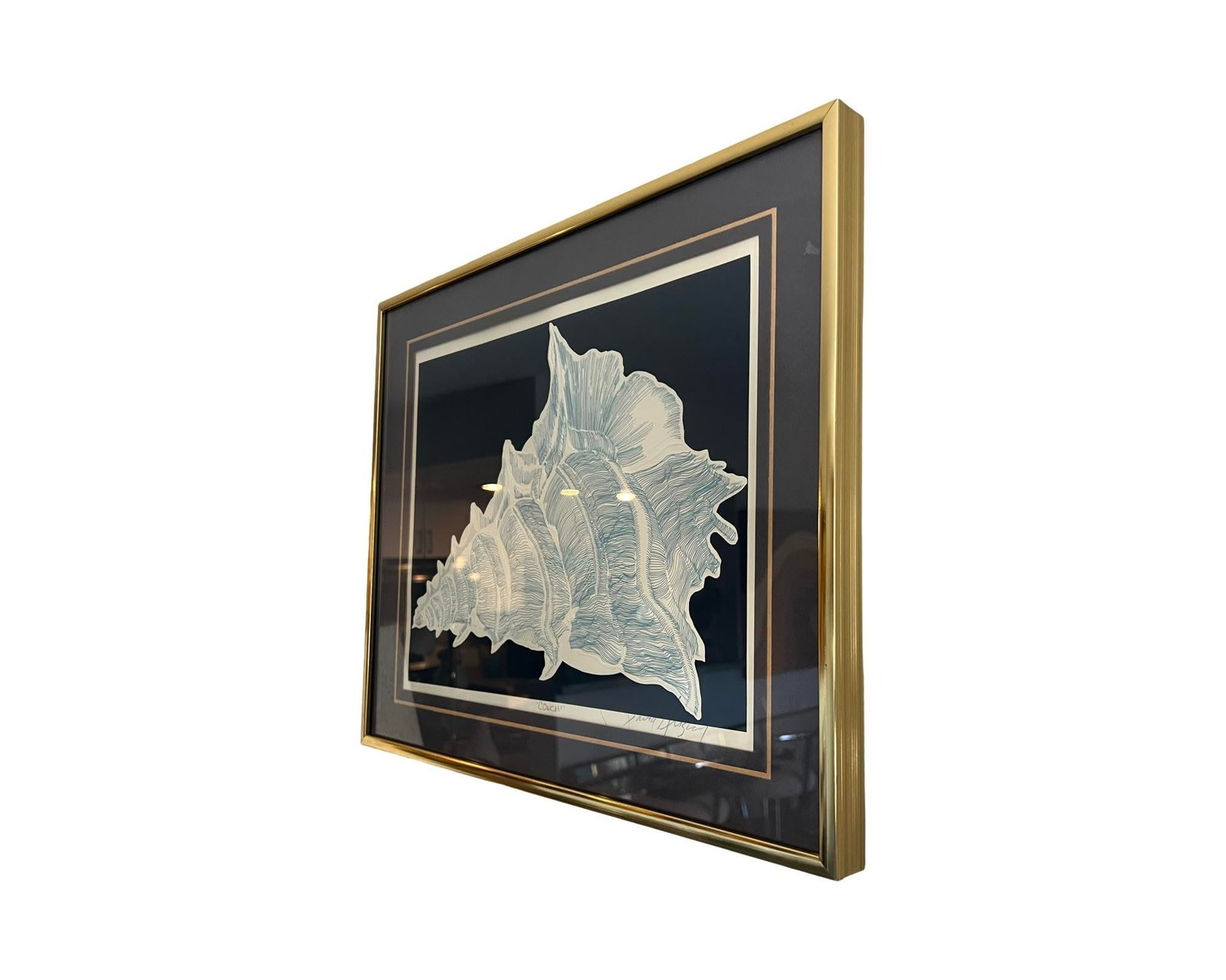 1982 Vintage Postmodern David Allgood Conch Embossed Wall Art Signed Brass Sea Art - 5