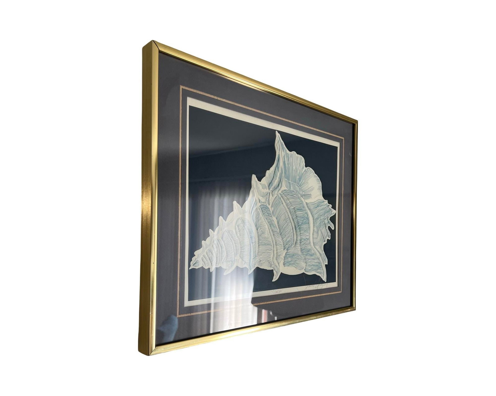 1982 Vintage Postmodern David Allgood Conch Embossed Wall Art Signed Brass Sea Art - 6