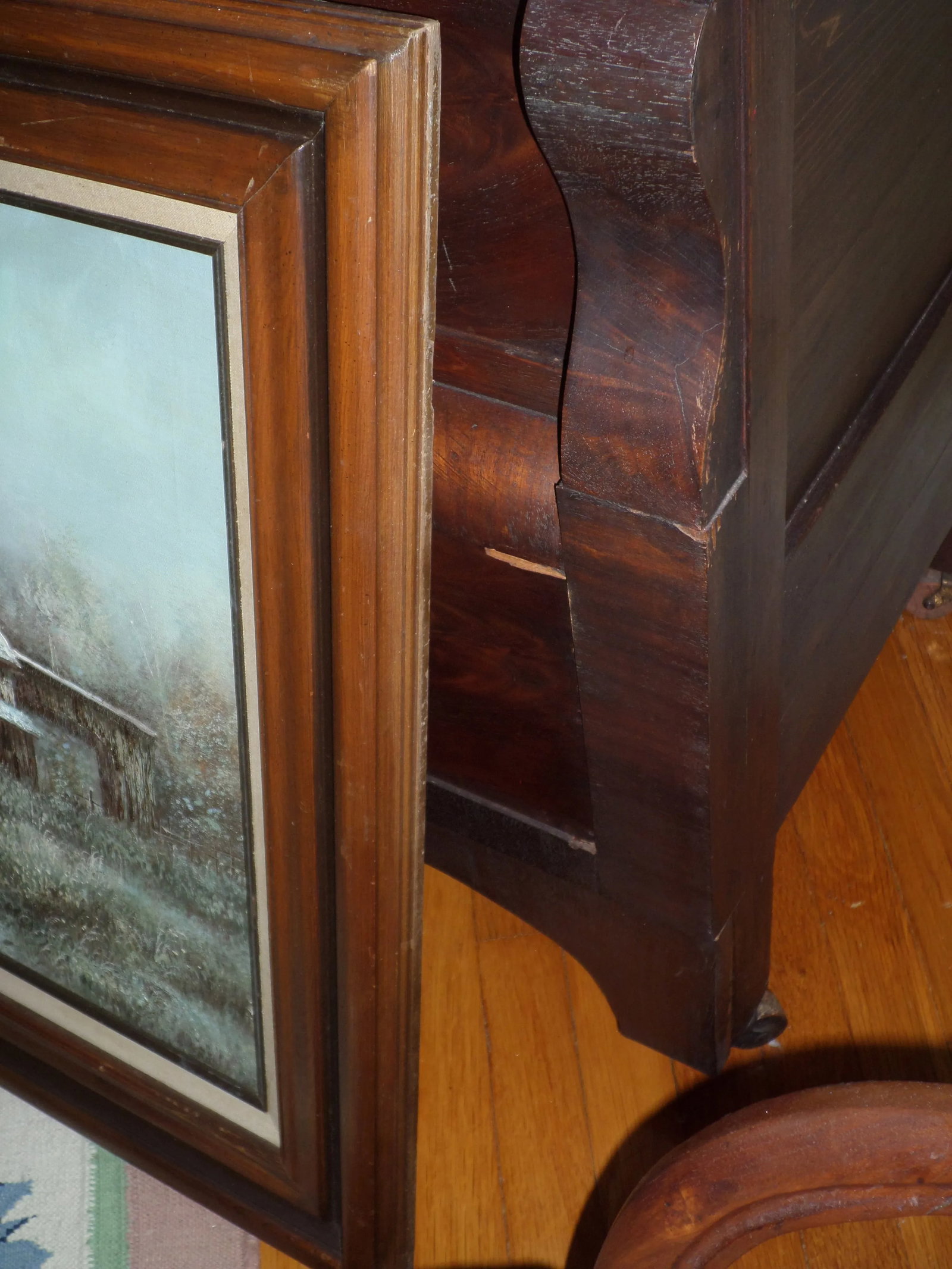 Mid 20th Century Barn Scene Oil Painting, Framed - 4