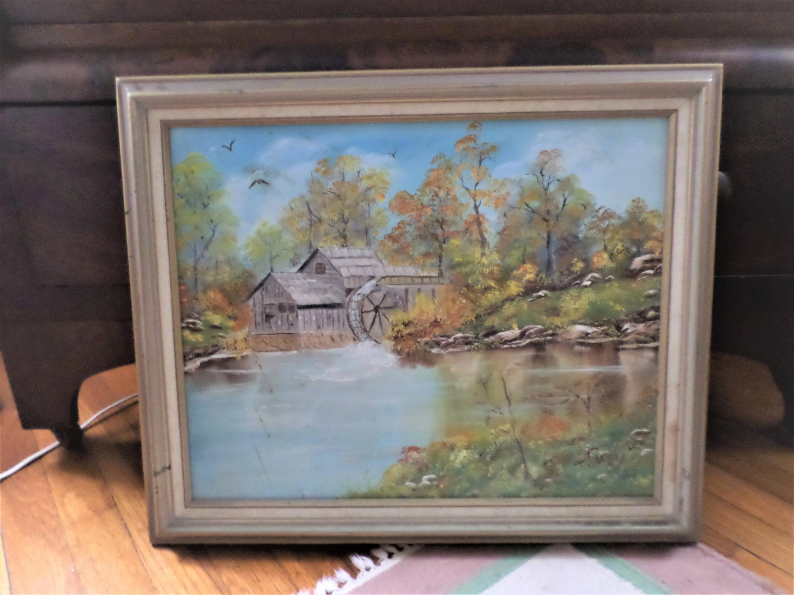 Mid 20th Century Rustic Landscape with Mill and Stream Oil Painting, Framed - 10