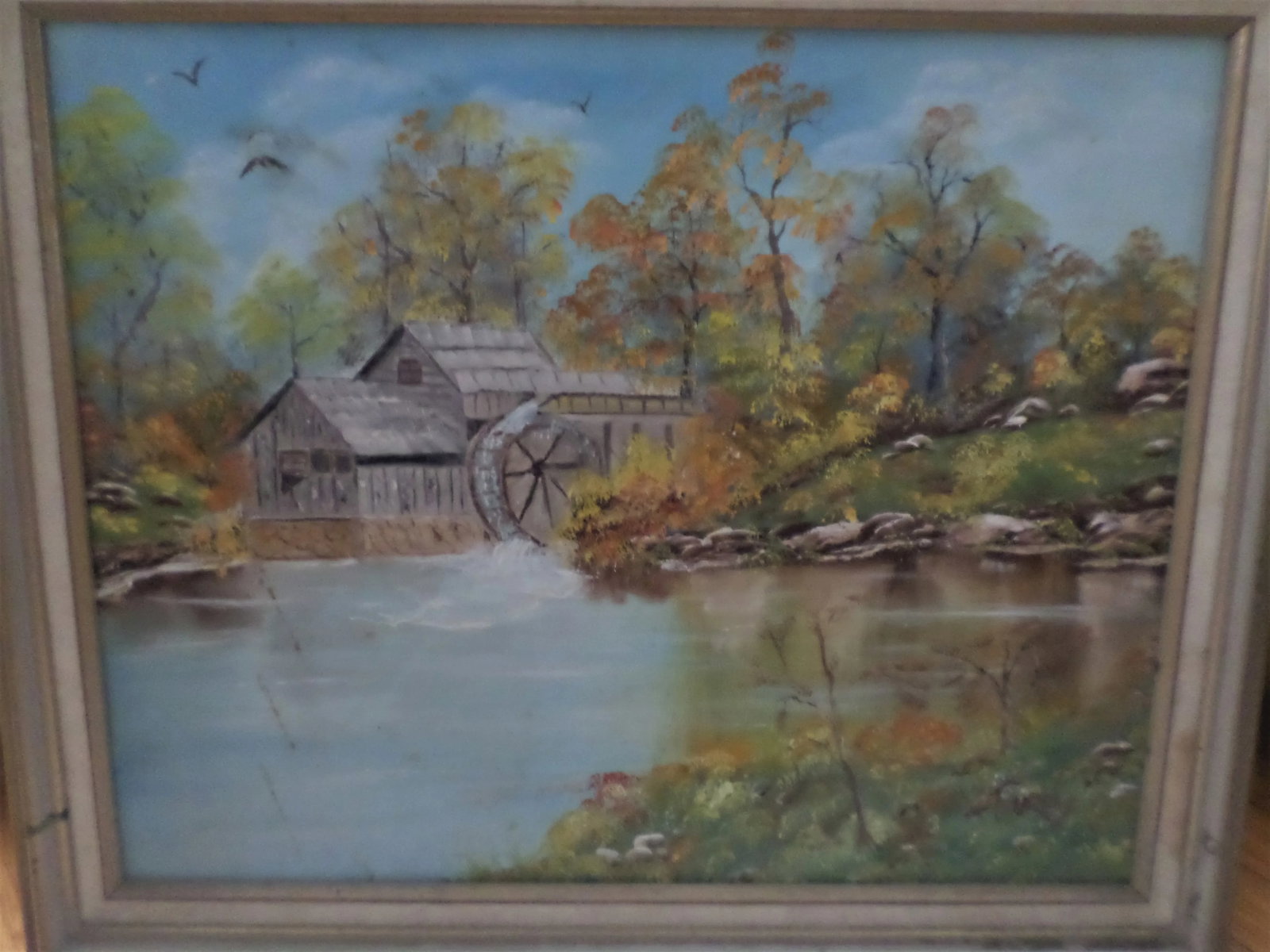 Mid 20th Century Rustic Landscape with Mill and Stream Oil Painting, Framed - 2