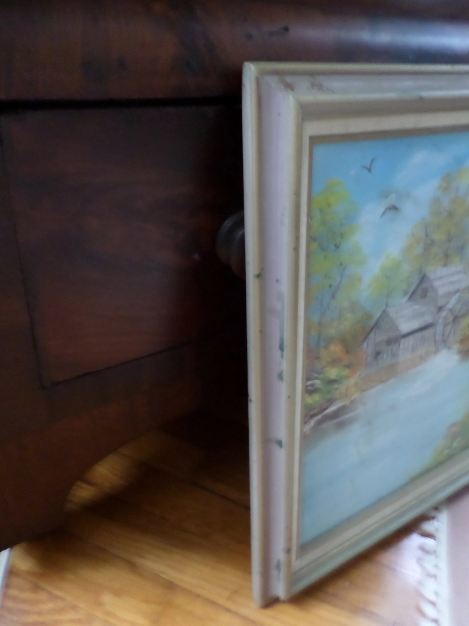 Mid 20th Century Rustic Landscape with Mill and Stream Oil Painting, Framed - 5