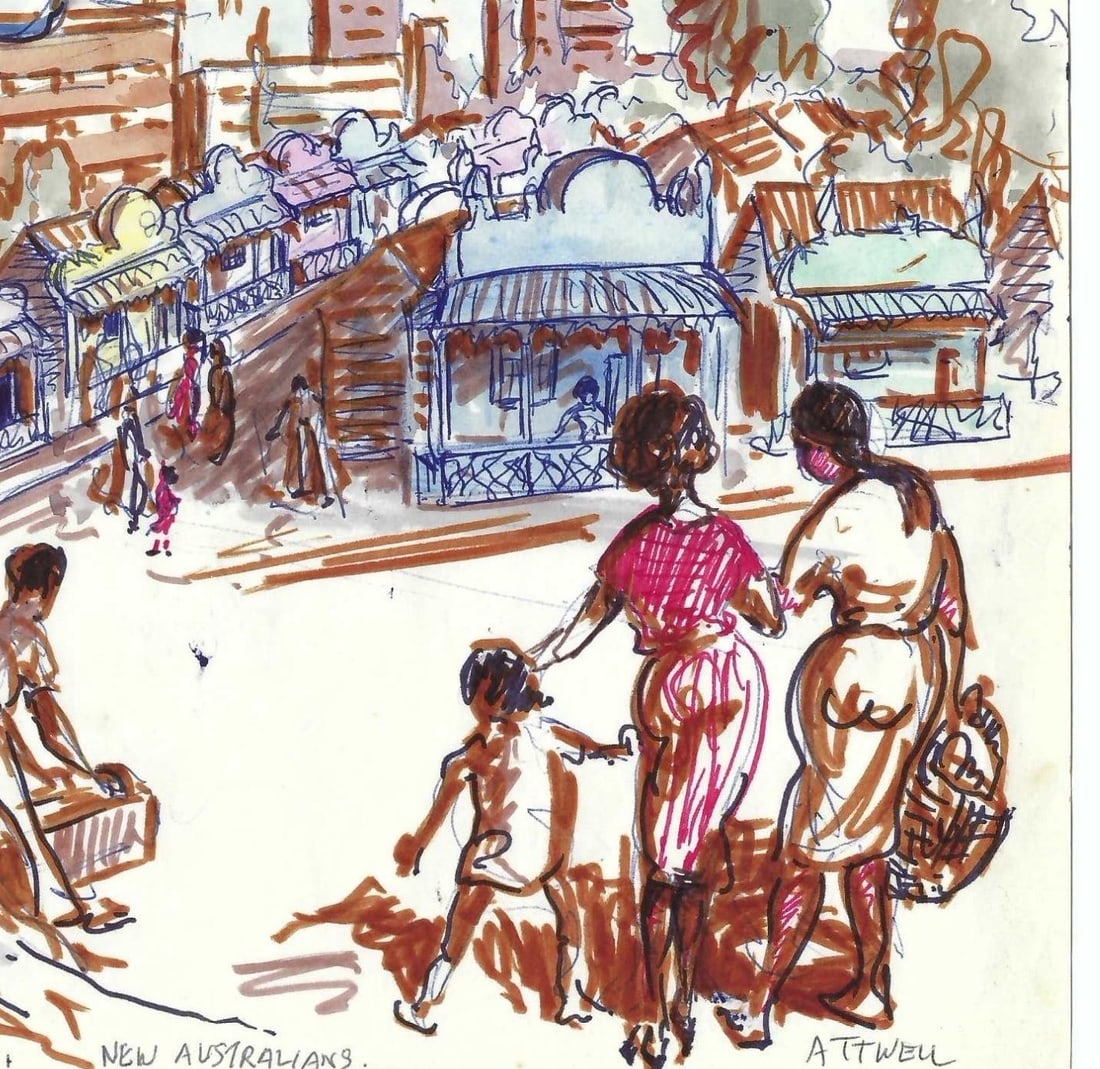 1950s Ivy Attwell Melbourne Australia Watercolor - 2