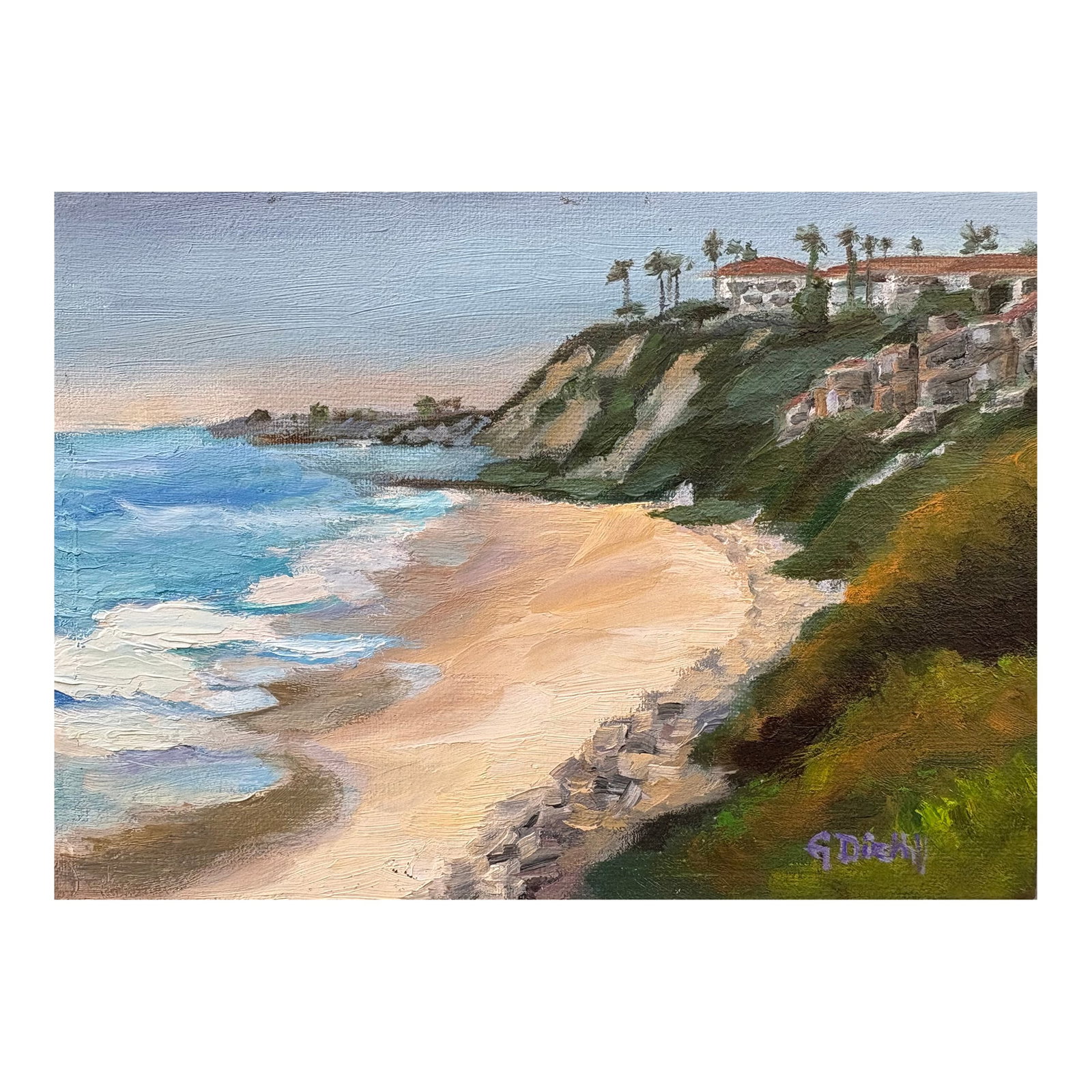 Original Fine Art Painting - Coastal Dana Point: This is from the coastline of Dana Point in southern California. It's a real nice walking beach. ***************** For more than four decades, I have dedicated myself to the arts, selling hundreds of