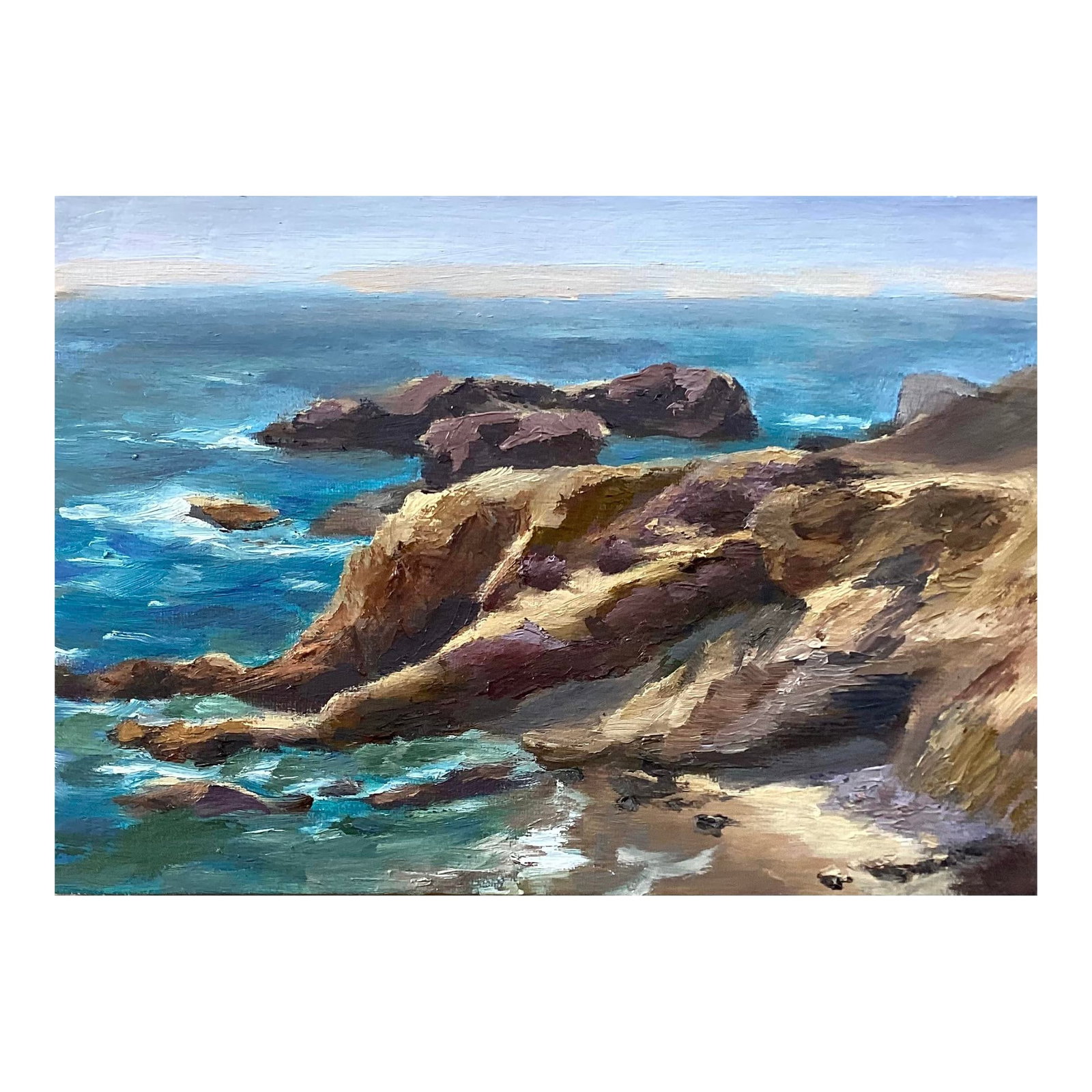 Original Fine Art Painting - Crystal Cove Coast: I am always enchanted by the rocky coastline of southern California. I think they are the most beautiful beaches in the world. ***************** For more than four decades, I have dedicated myself to 