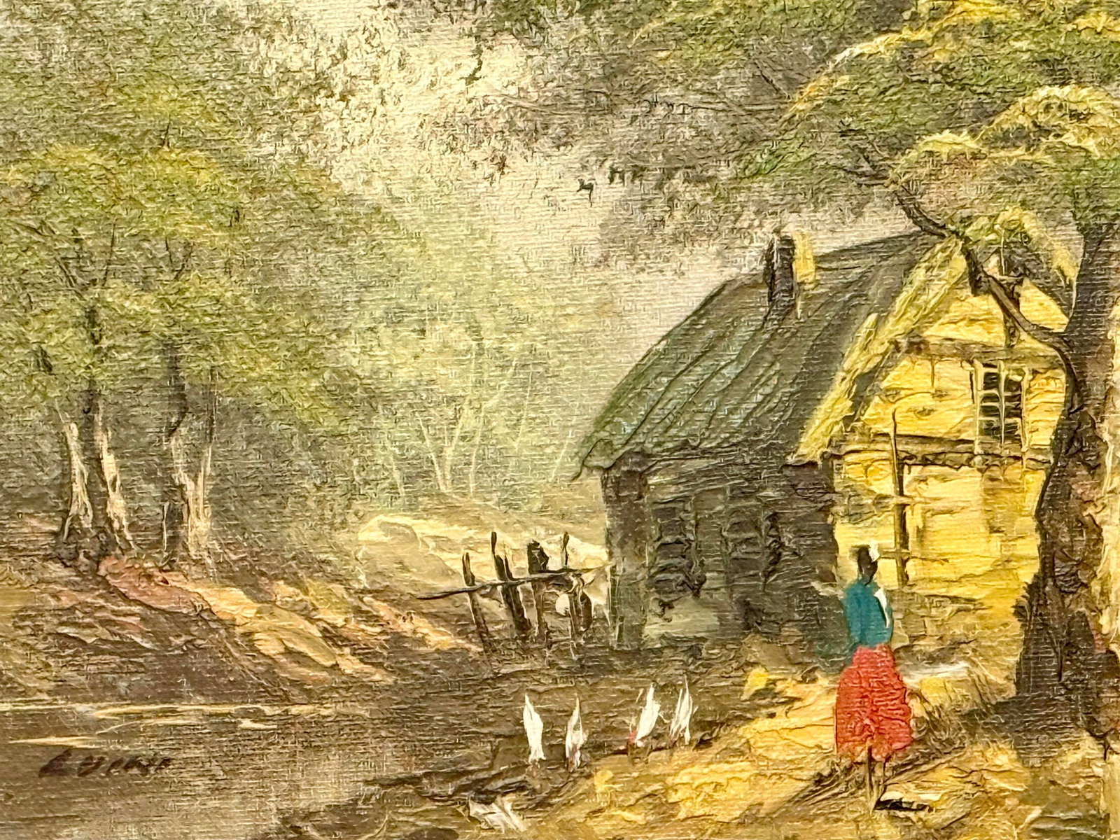 Vintage Impressionist Original Oil Painting Features Countryscape by John Luini (1913 - 2002) - 3