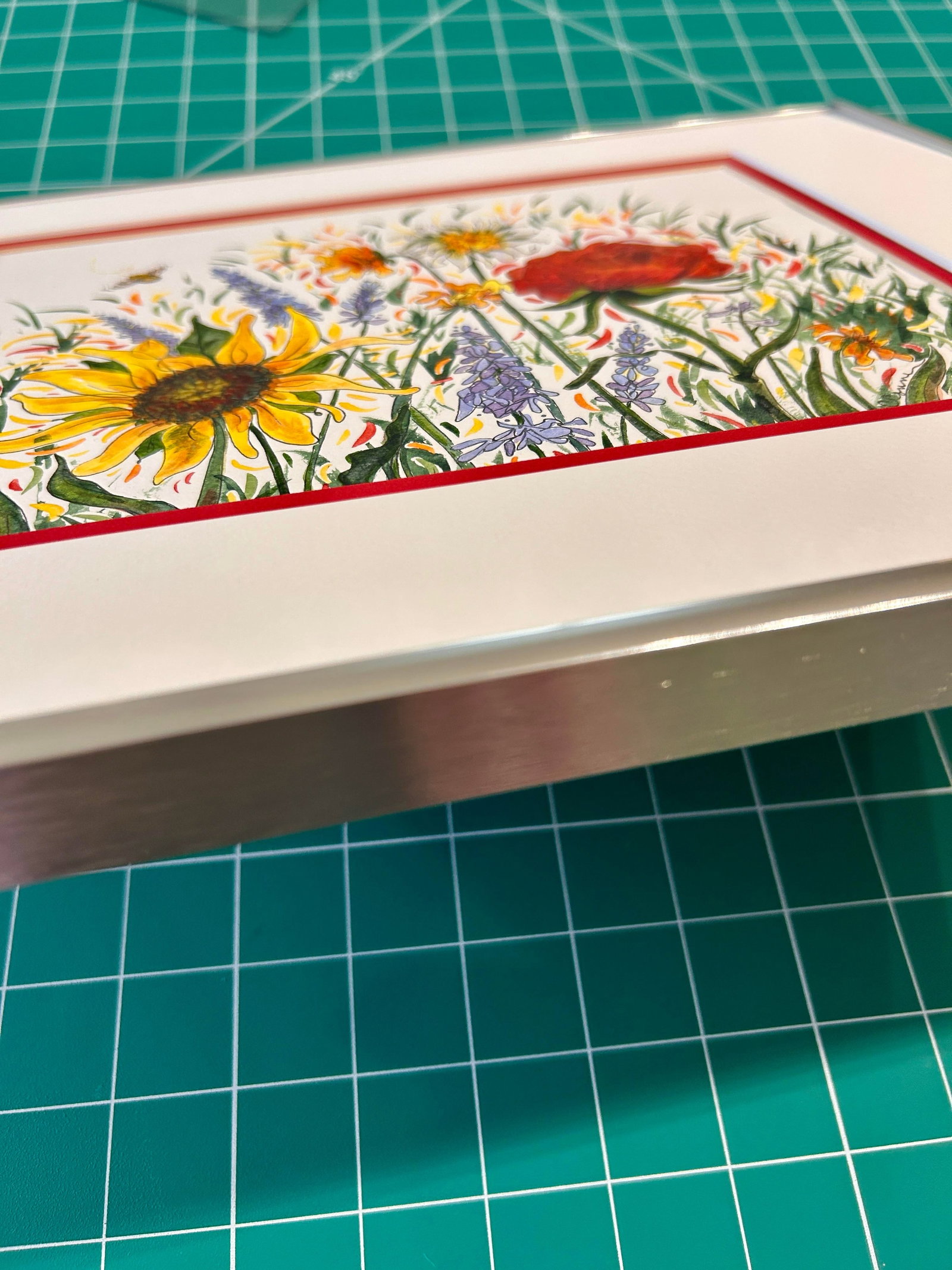 Framed Original Watercolor Painting of "Bees Garden" - 5