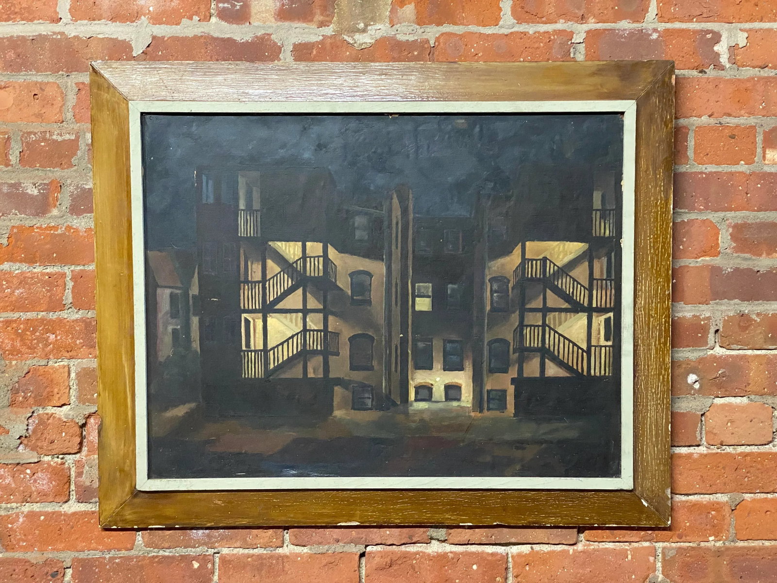 1950s Tenement Row House Social Realist Painting by Leonard Buzz Wallace - 12