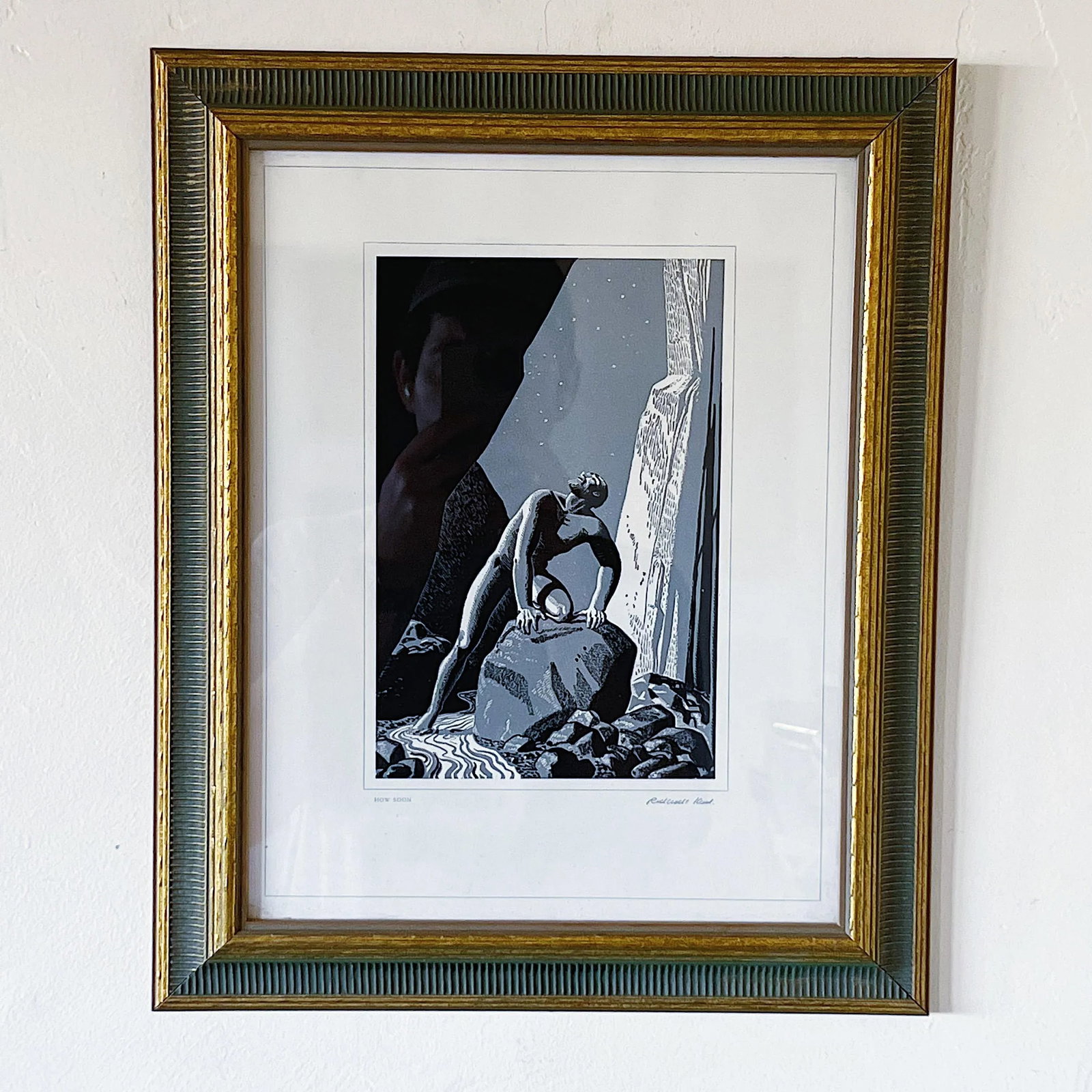 1940s "Many More" and "How Soon" Art Deco Figurative Prints After Rockwell Kent, Framed - a Pair - 4