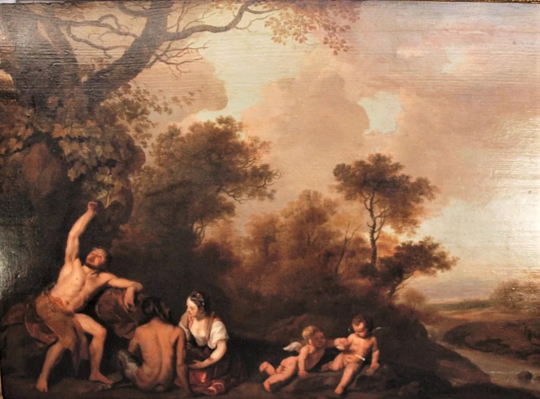 Large Epic Painting Bacchus Grapes and Cupids Late 1700's/Early 1800's - 2