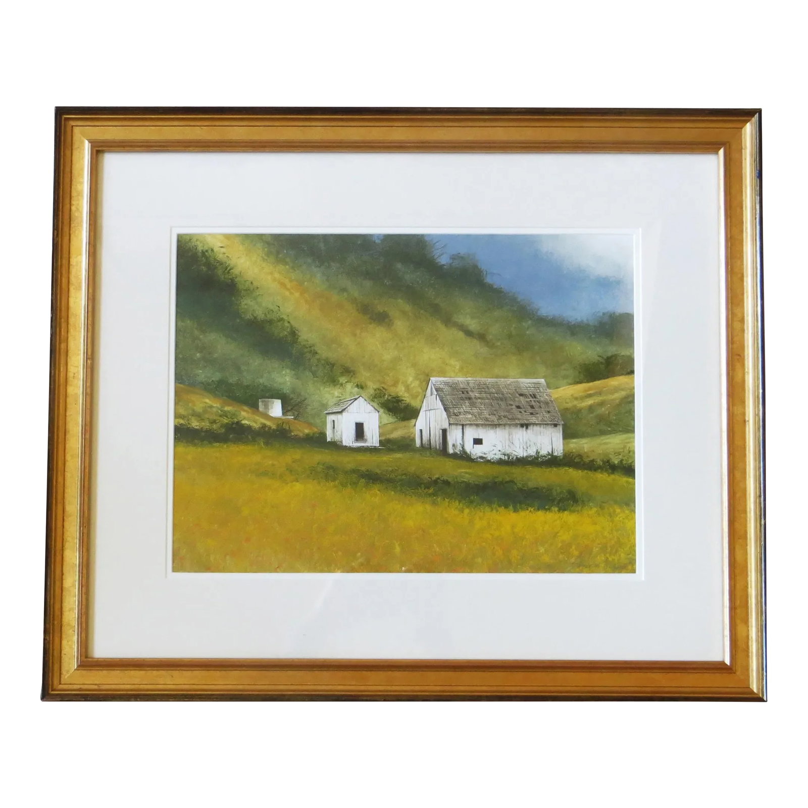 1990s "Rural Relics" Miguel Dominguez Watercolor Painting, Framed: Artist: Miguel Dominguez - American (1941-) Title: Rural Relics Year: ca. 1990 Medium: Watercolor Sight size: 12 x 16 inches. Framed size: 20.5 x 24.5 inches Signature: Signed, lower right, reverse Co