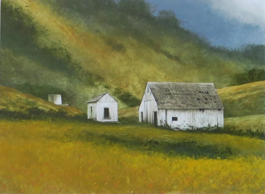 1990s "Rural Relics" Miguel Dominguez Watercolor Painting, Framed - 2
