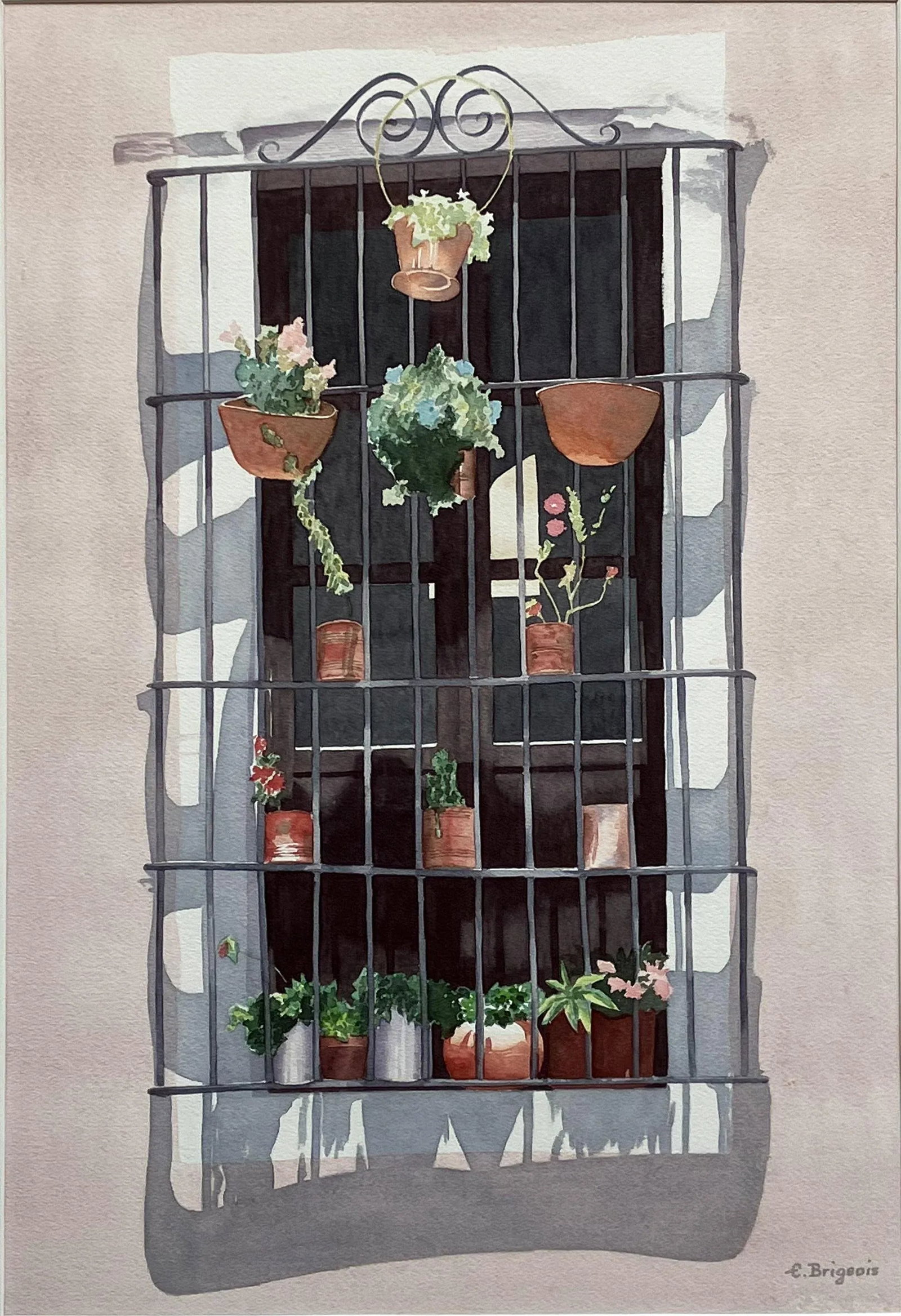 1980s "A Window in Guanajuato, Mexico" Watercolor Painting by Evelyne Brigeois, Framed - 4