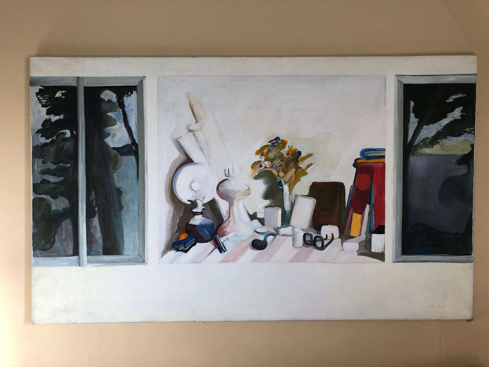 Large Mid 20th Century Original Window View With Still Life Painting by Ellen Lanyon - 13