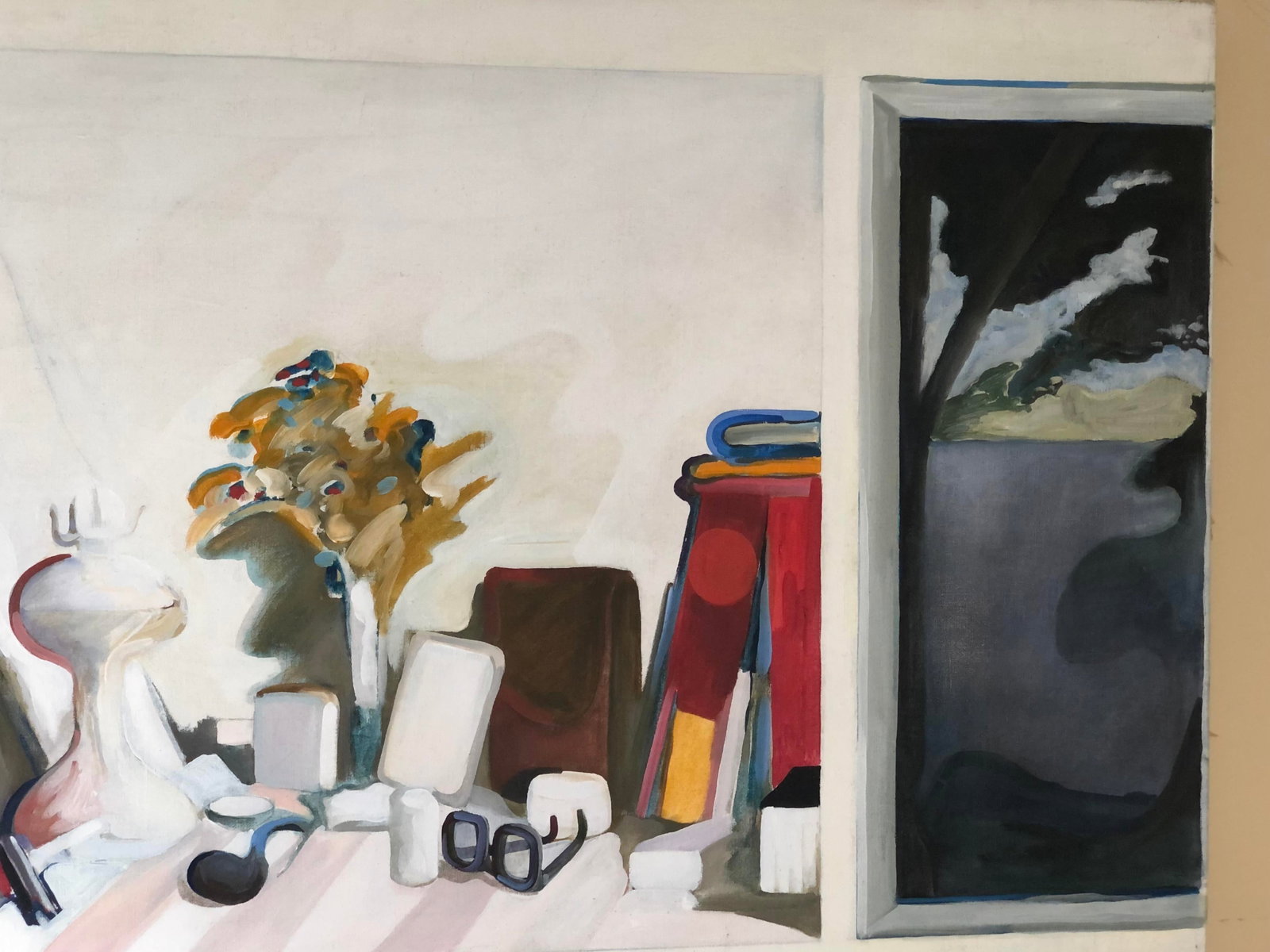 Large Mid 20th Century Original Window View With Still Life Painting by Ellen Lanyon - 4