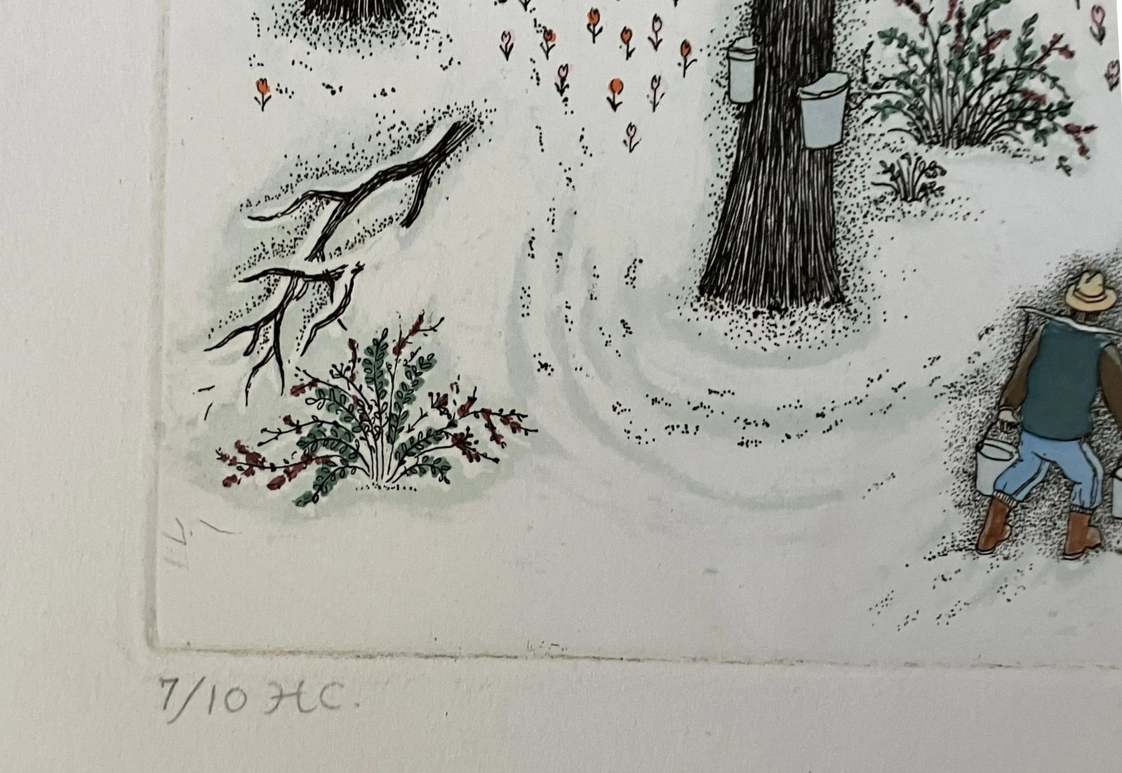 1980s "Maple Sugar Grove" Cuca Romley Signed and Numbered Color Etching - 3