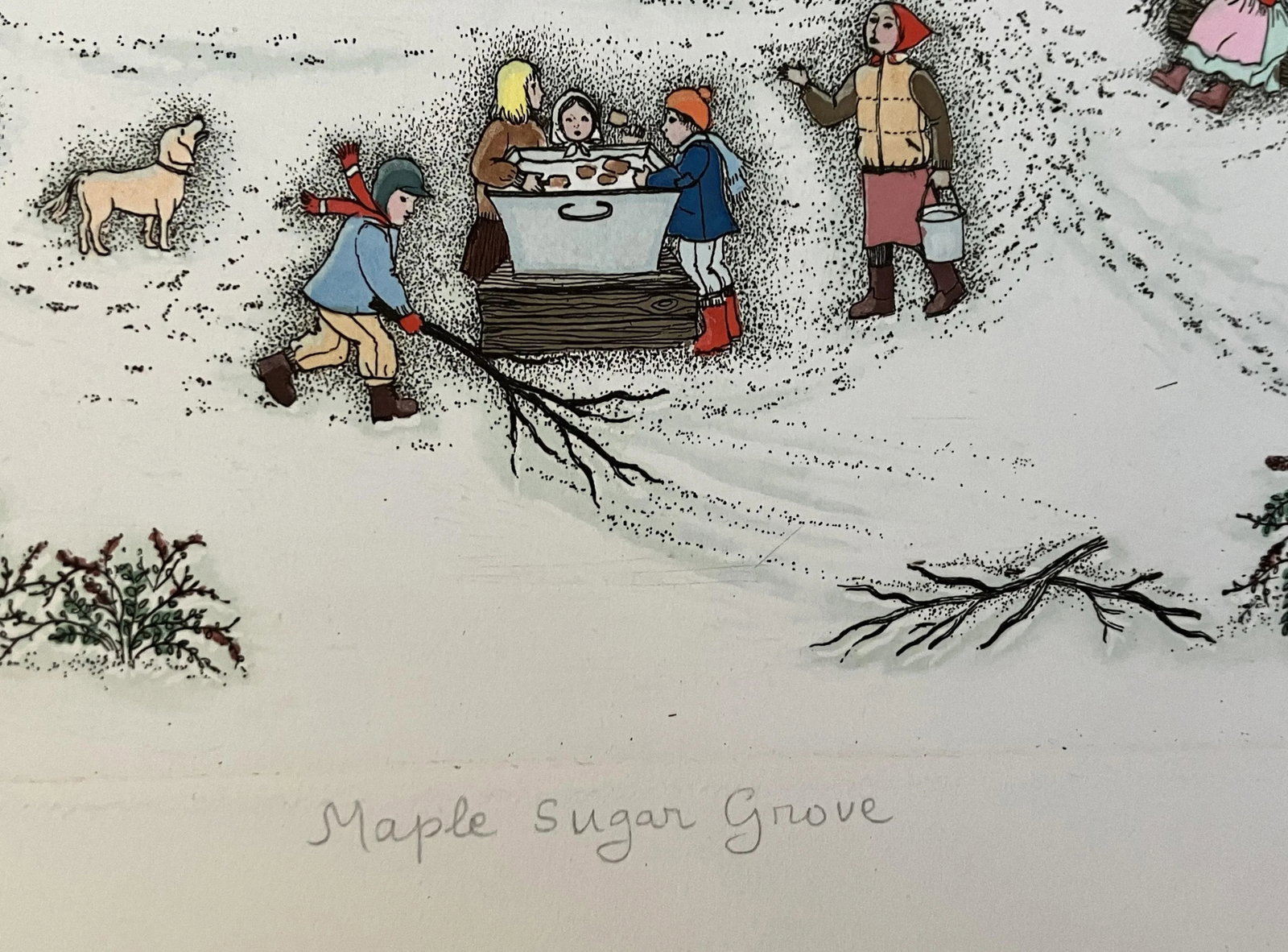 1980s "Maple Sugar Grove" Cuca Romley Signed and Numbered Color Etching - 4