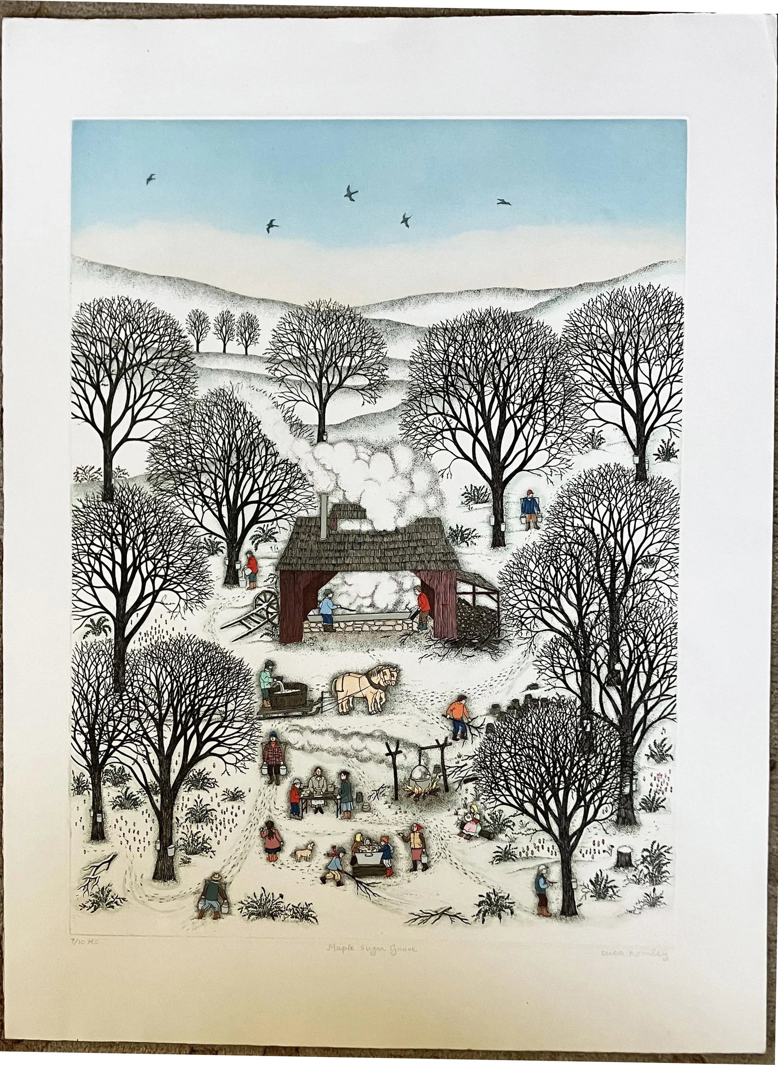 1980s "Maple Sugar Grove" Cuca Romley Signed and Numbered Color Etching - 6