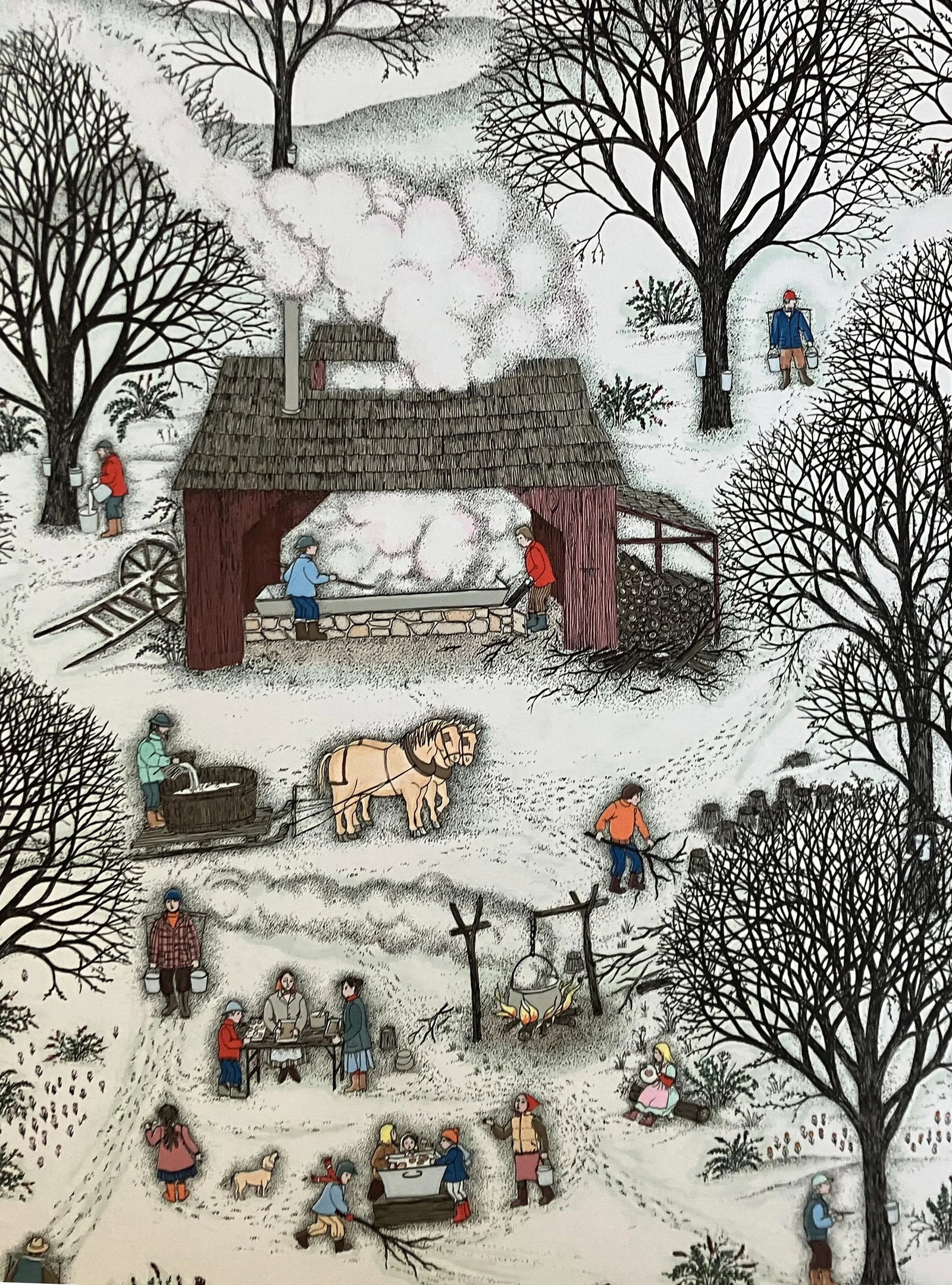 1980s "Maple Sugar Grove" Cuca Romley Signed and Numbered Color Etching - 7