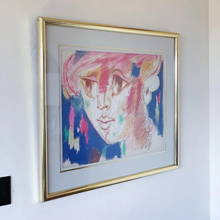 1980s "Portrait of a Woman in Bohemian Colors" Expressionist Figurative Print by Roger Somville, Fra - 2