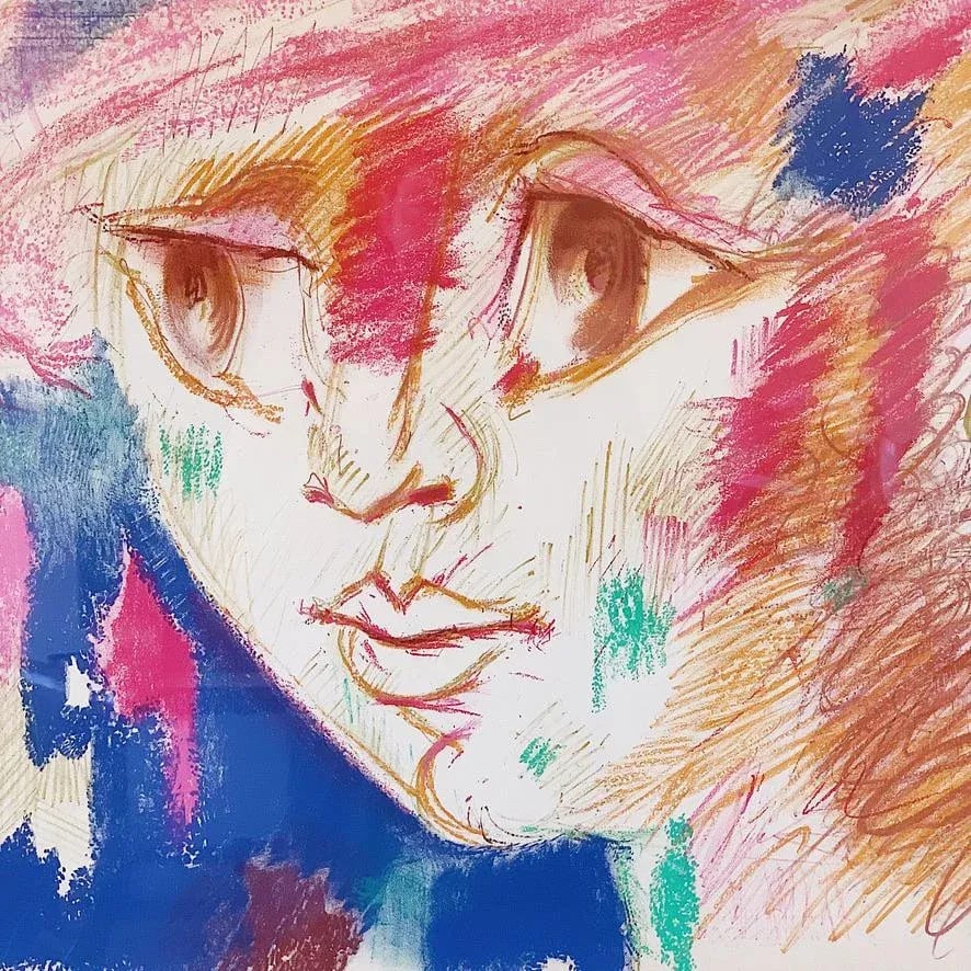 1980s "Portrait of a Woman in Bohemian Colors" Expressionist Figurative Print by Roger Somville, Fra - 3