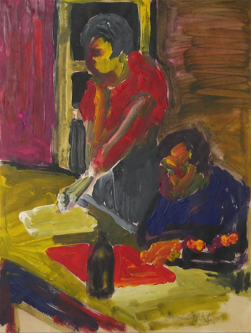 Bay Area Figurative Scene 20th Century Distemper - 3