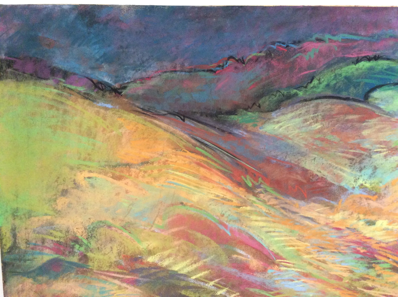 1970s Robert Domin Abstract Landscape Pastel Drawing - 5