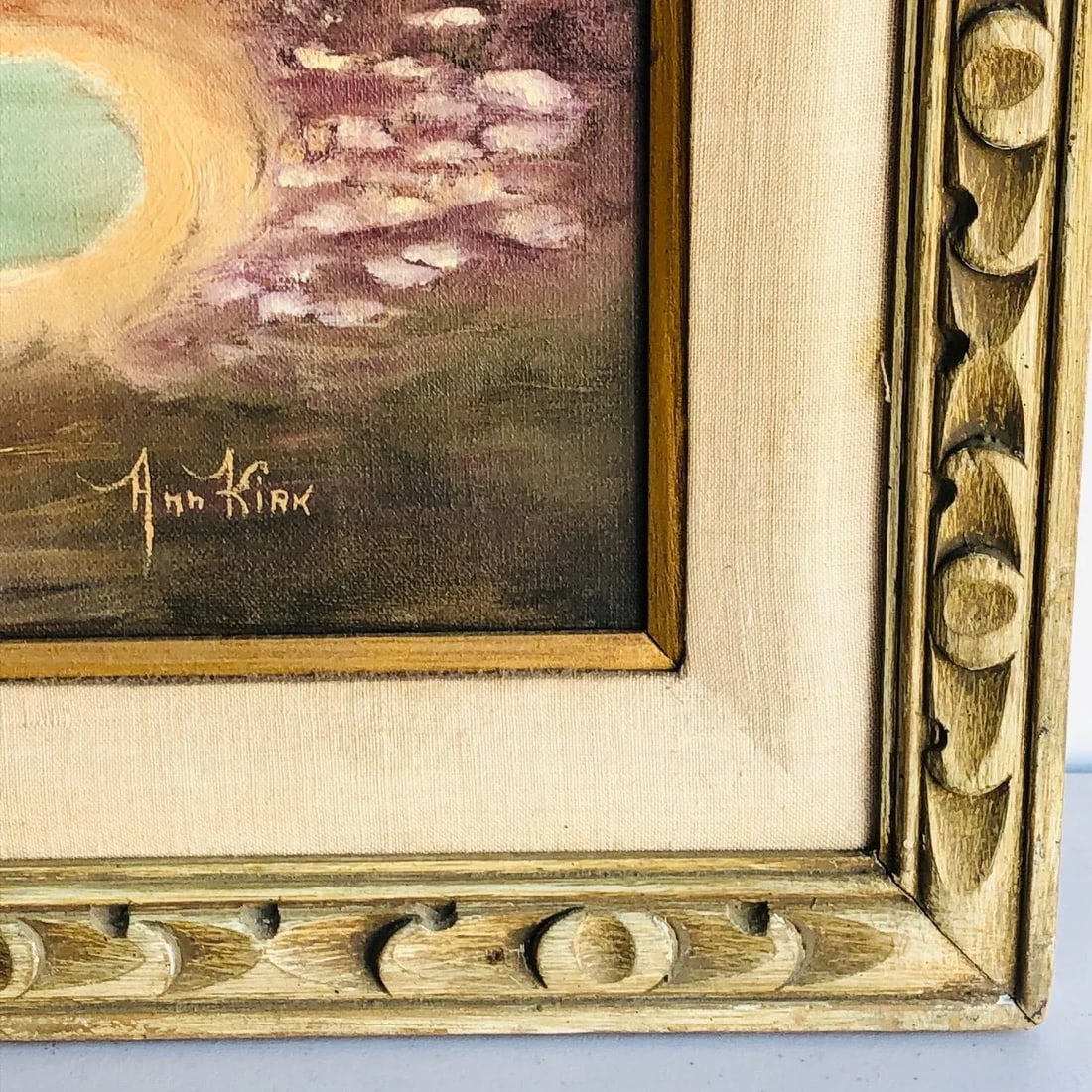 1960s Large Mid Century Californian Fine Art Mountain Landscape Oil Painting by Ann Kirk - 6