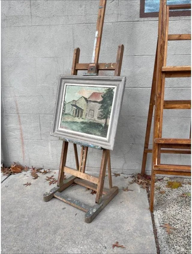 Mid 20th Century French Farmhouse Landscape Oil Painting on Board, Framed - 3
