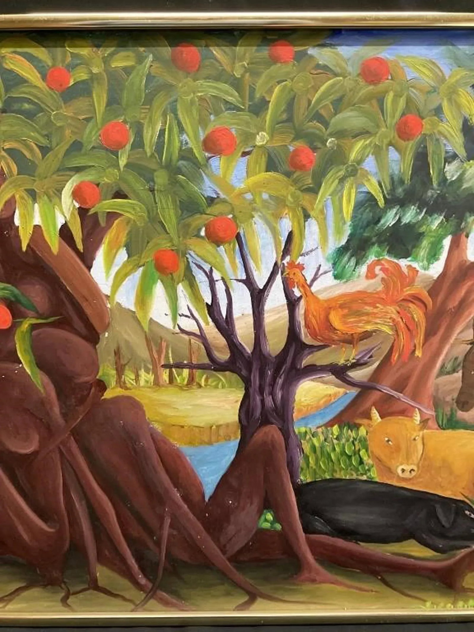 Mid 20th Century "Jungle" Franklin LaTortue Expressionist Landscape Oil Painting on Masonite - 3