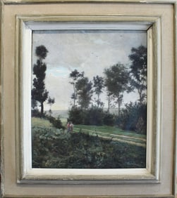 Early 20th Century "Country Road" Landscape Oil Painting by Jane Enders, Framed