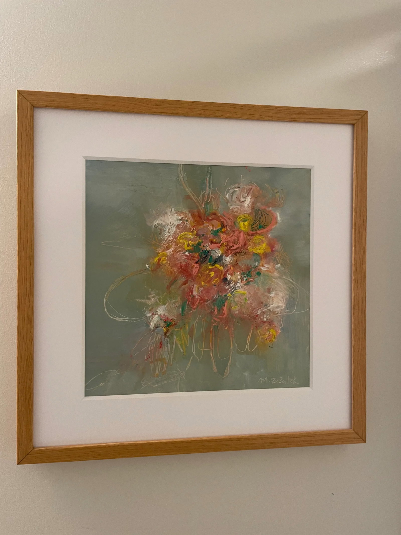 "Flowers in My Sky" Modern Pink Floral Oil Painting by Michele Zuzalek - 4