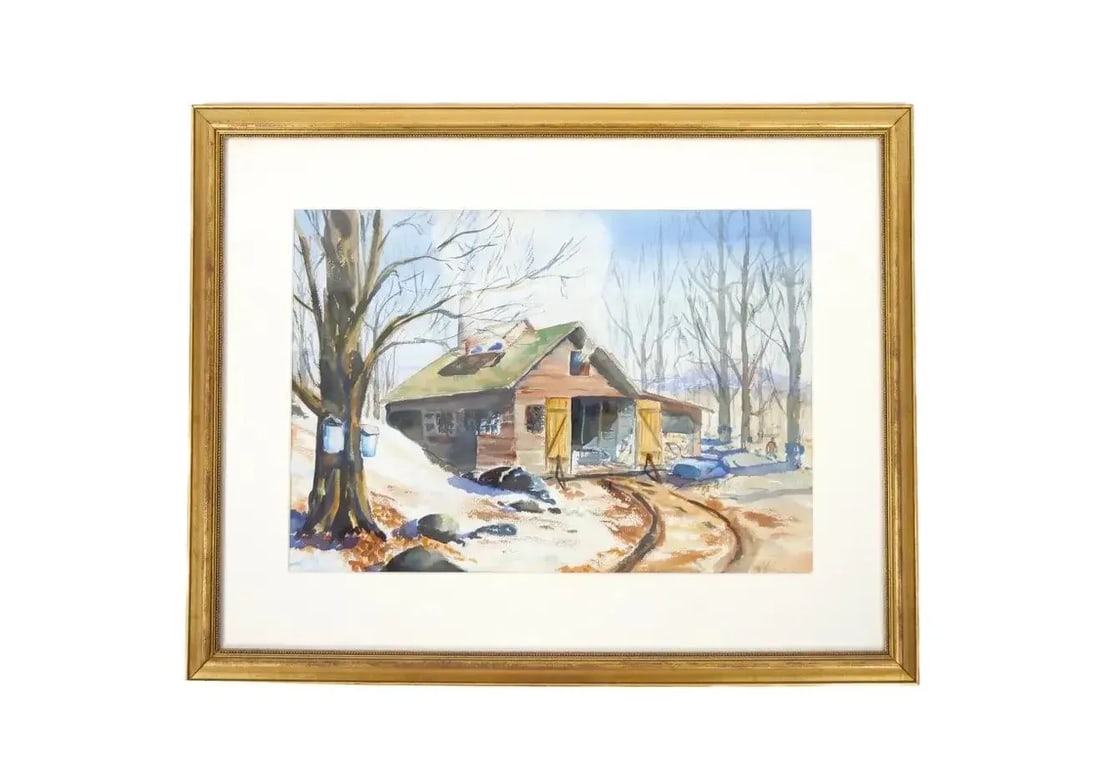 Mid-20th Century Wood Frame Decorative Water Color - 12