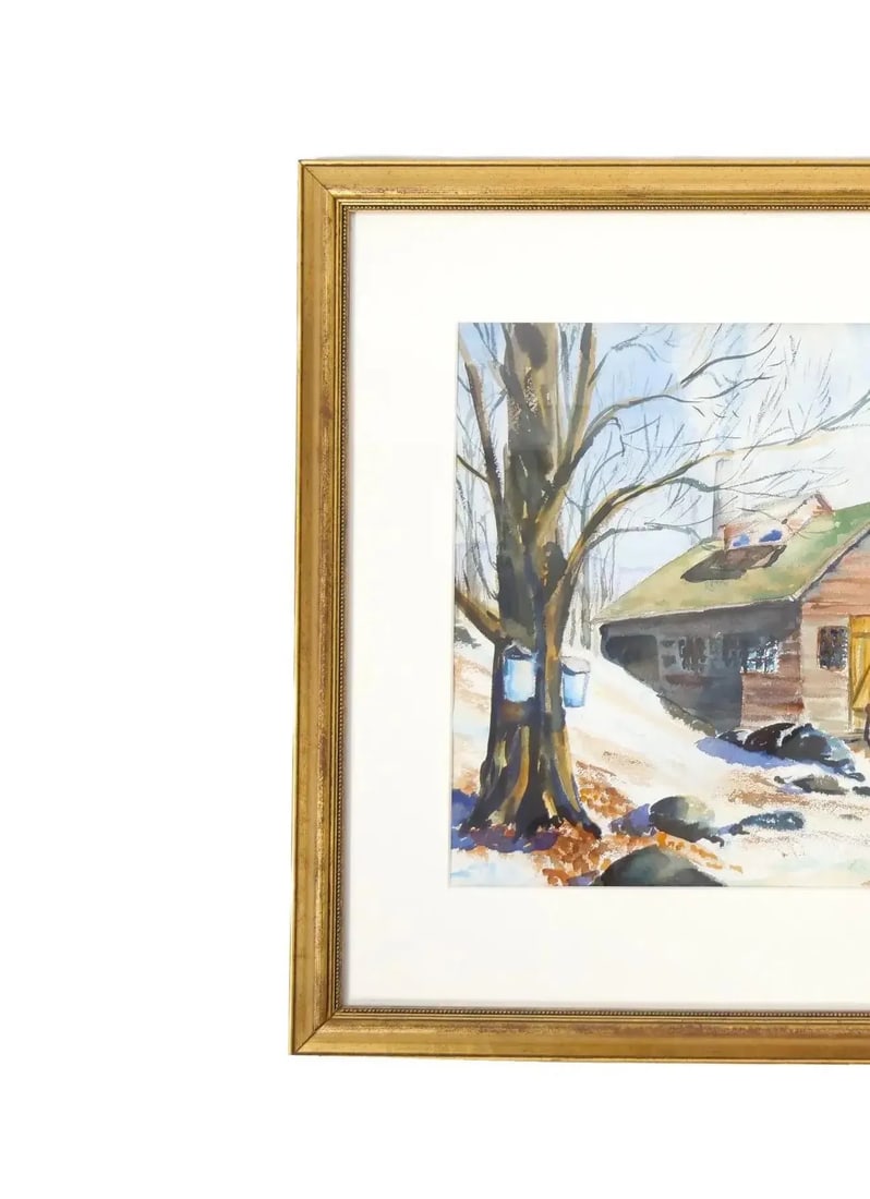 Mid-20th Century Wood Frame Decorative Water Color - 3