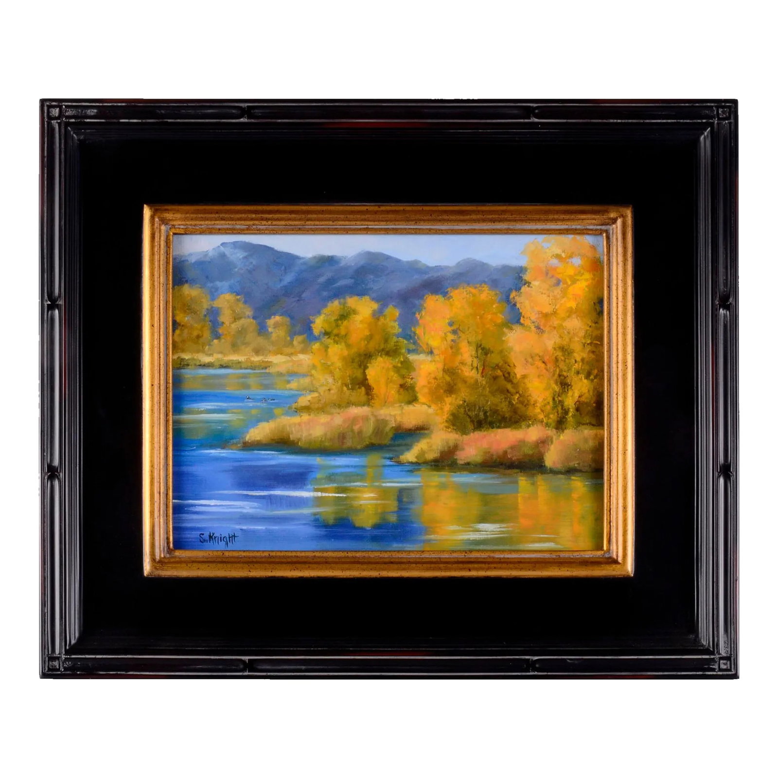 "Mills Pond Owens Valley" Sheryl Knight Landscape Oil Painting, Framed: Sheryl Knight "Mills Pond Owens Valley" oil painting. This Sheryl Knight painting comes framed as shown. Dimensions (Image) 9''H X 12''W; (Frame) 16''H X 19''W About Sheryl Knight Sheryl Knight is an