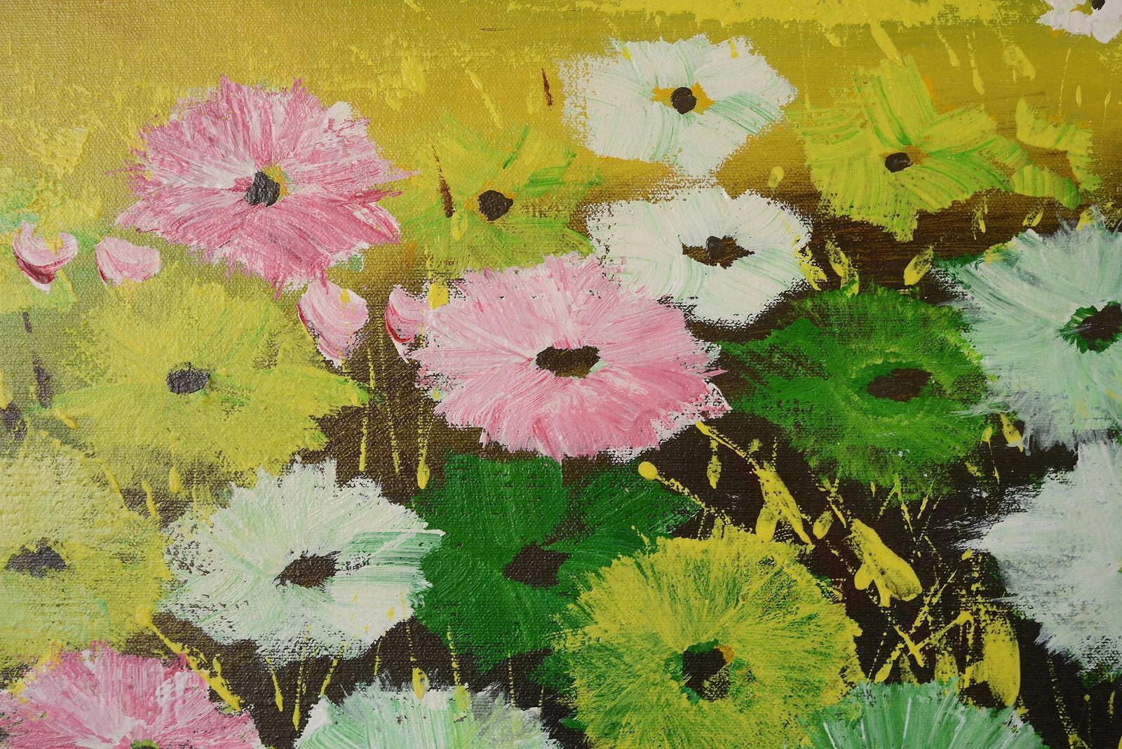 Vintage 1970s Lovers in the Flower Field Landscape Painting - 4