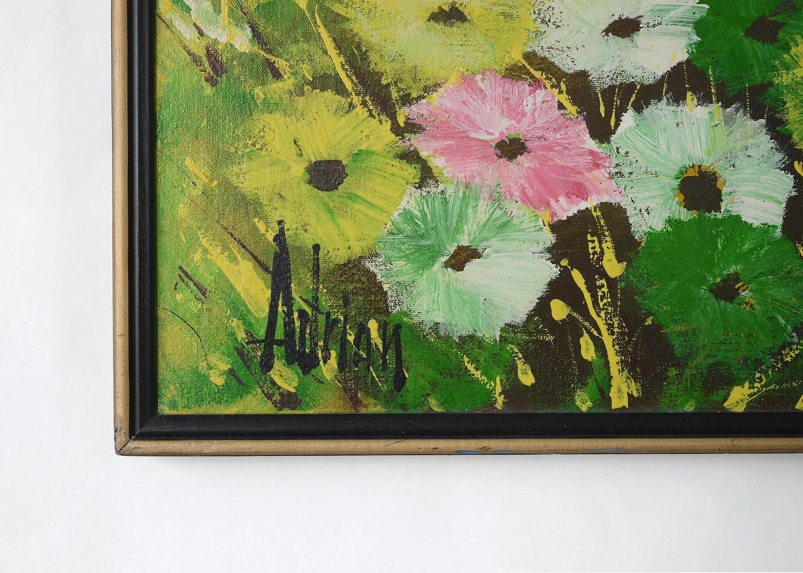 Vintage 1970s Lovers in the Flower Field Landscape Painting - 6