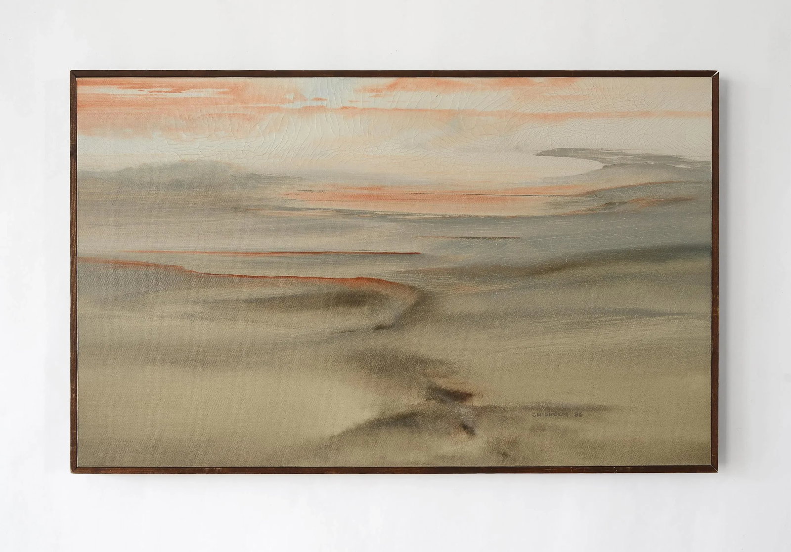 Vintage Bruce Chisolm Abstract Atmospheric Landscape Beach Painting, Framed - 13