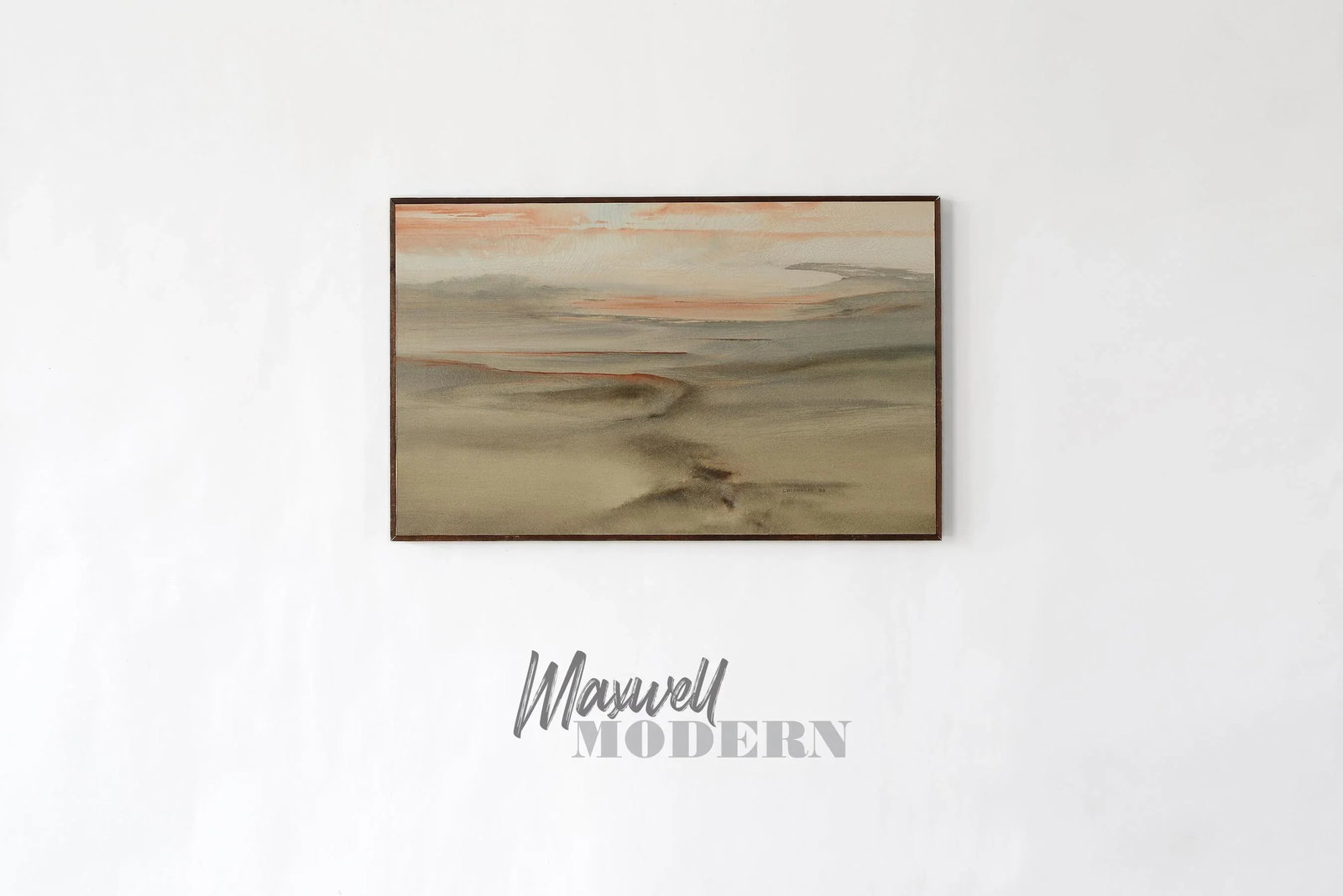 Vintage Bruce Chisolm Abstract Atmospheric Landscape Beach Painting, Framed - 2