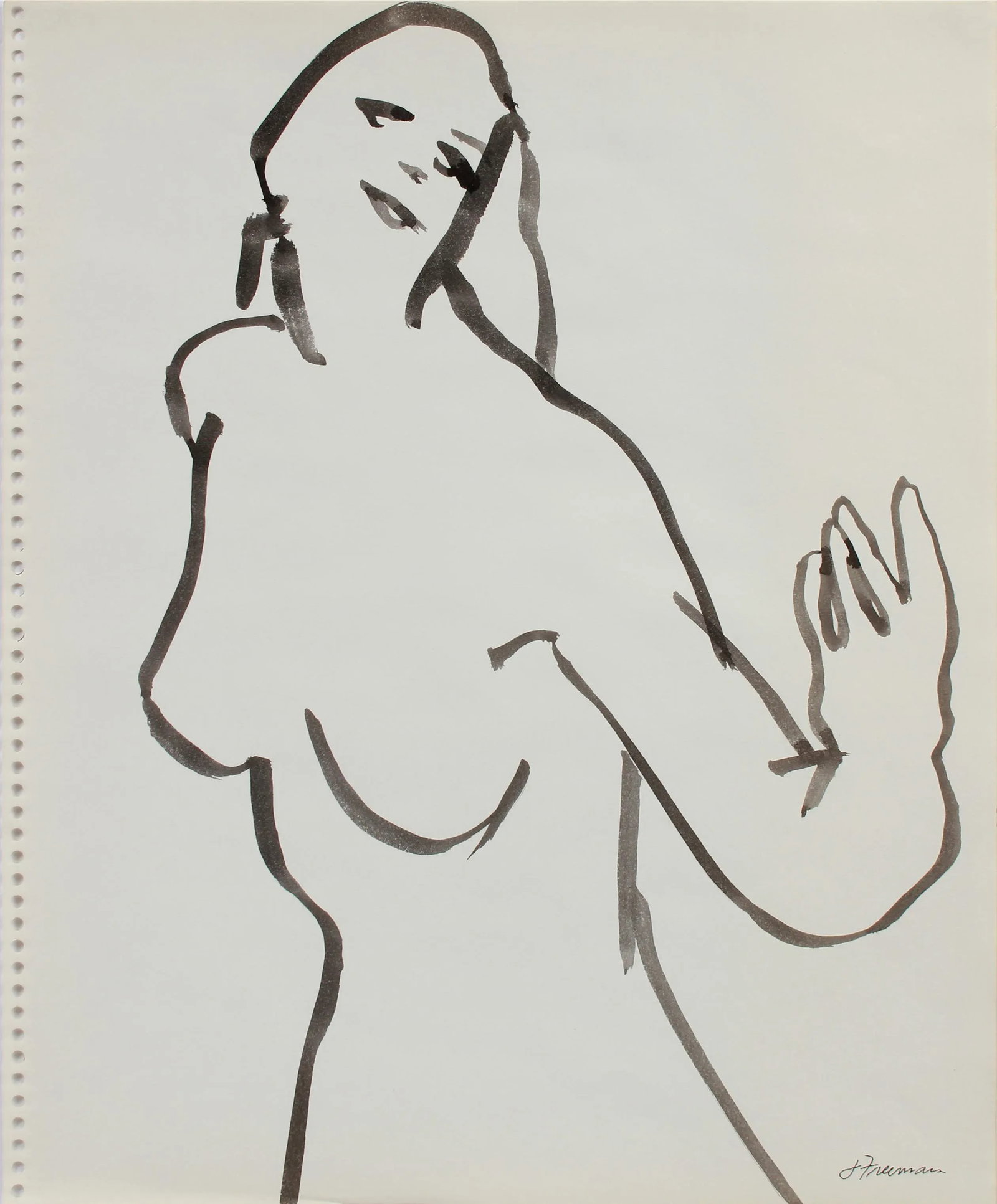 Loose Modernist Figure Late 1970s Ink - 3