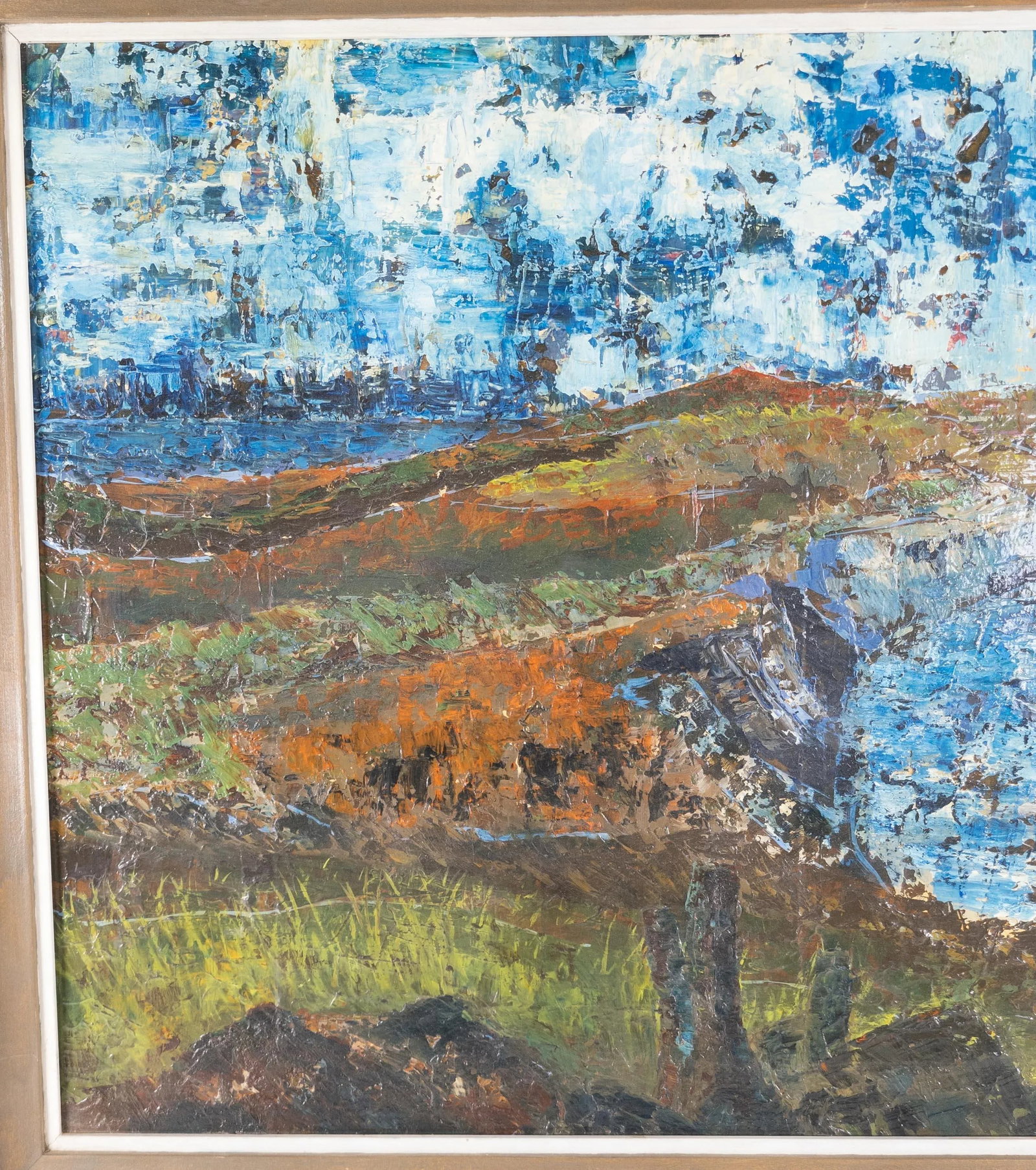 Mid-Century Abstract Landscape Painting of Lighthouses - 3