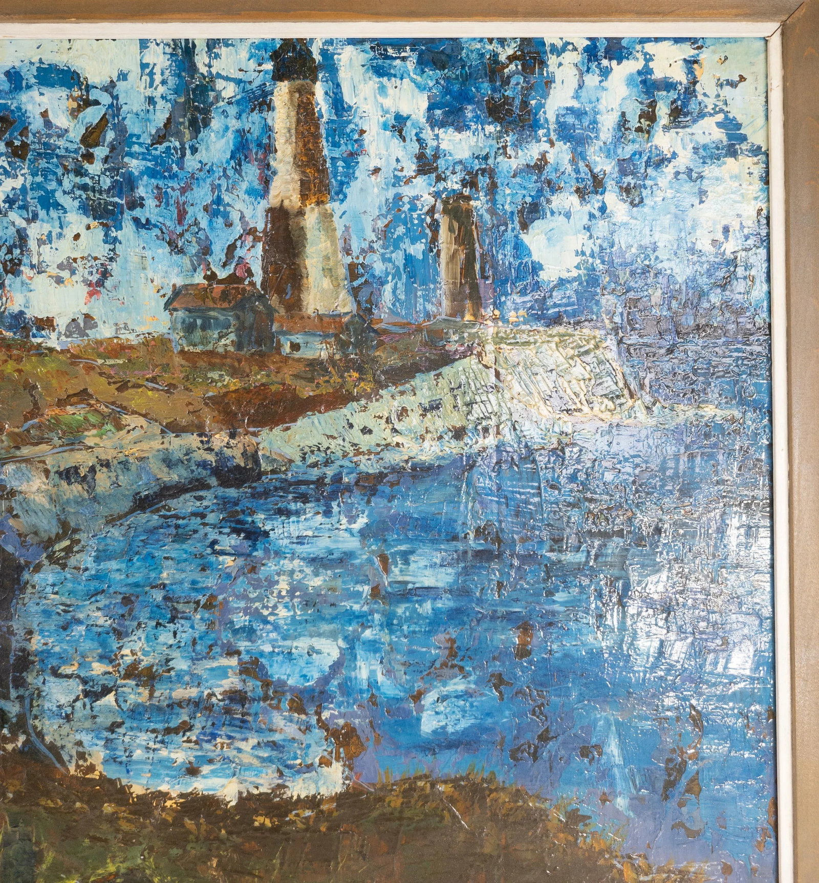 Mid-Century Abstract Landscape Painting of Lighthouses - 6