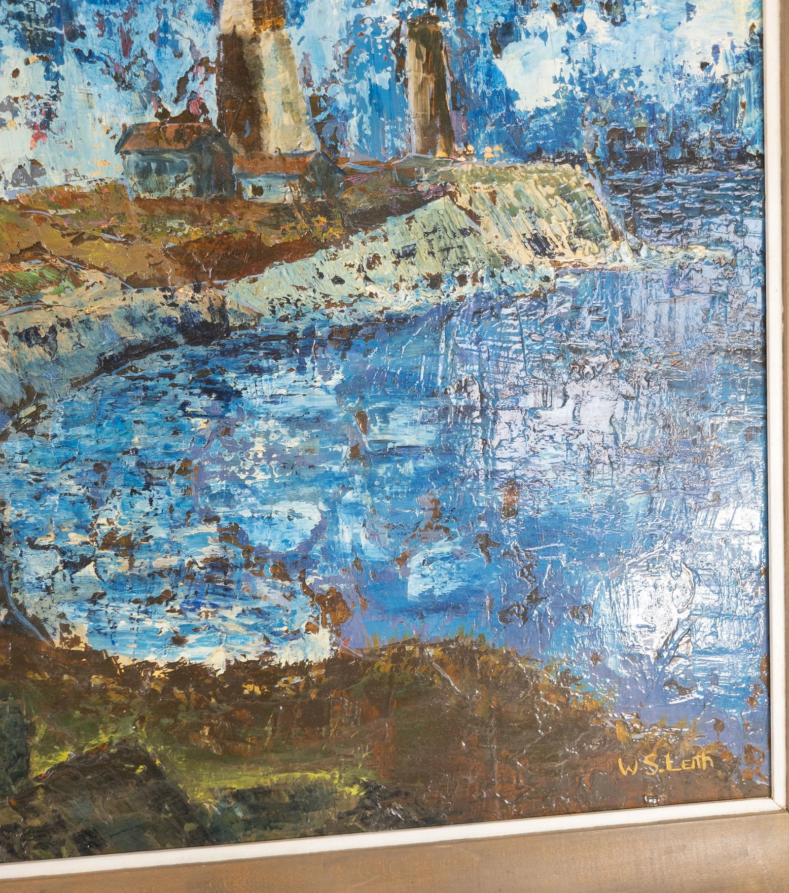 Mid-Century Abstract Landscape Painting of Lighthouses - 7