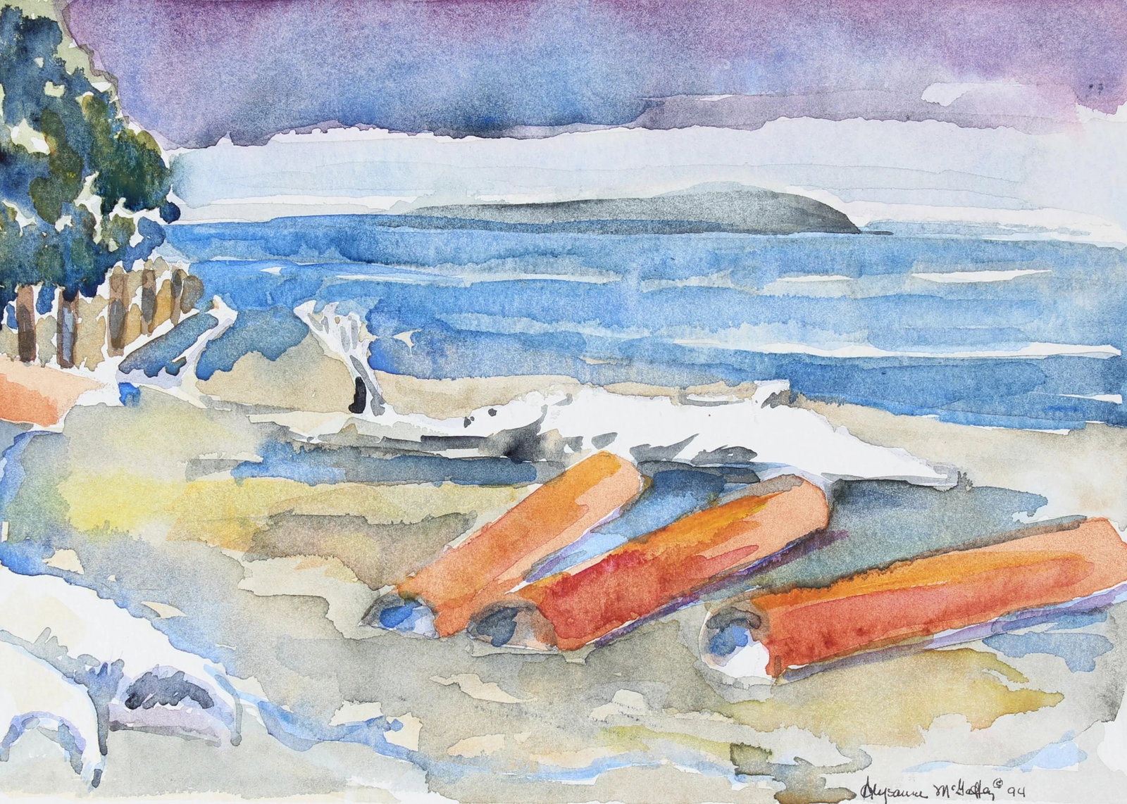 Logs at Spee-Bi-Dah 1994 Watercolor - 3