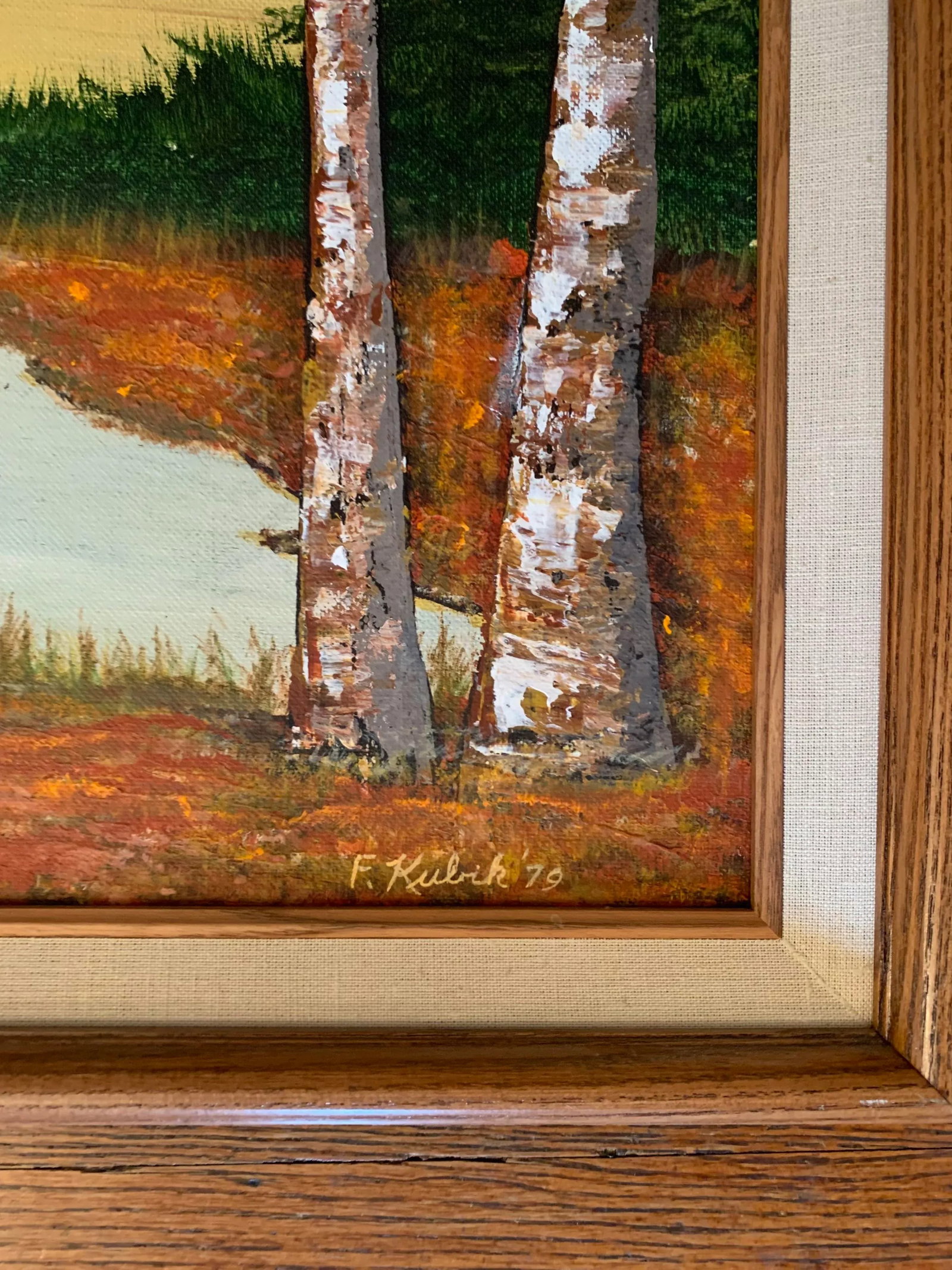 1970s Folk Art Forest Landscape Acrylic Painting, Framed - 2